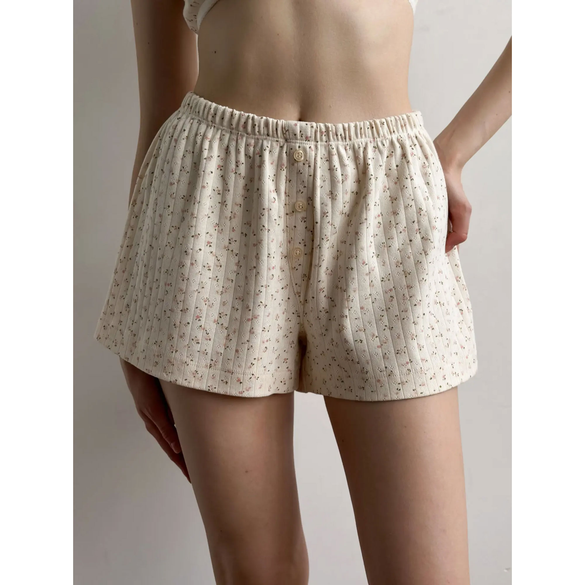 

Шорти жіночі Miso Рібана, з гульфіком, рожева квітка, розмір S (15377)