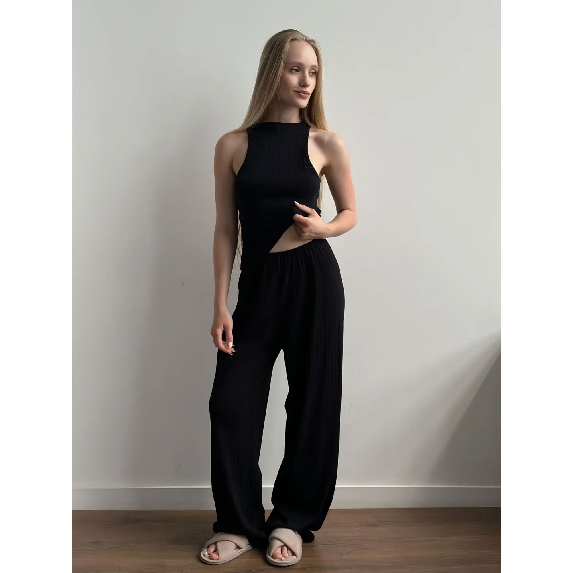 

Штани жіночі Miso Рібана, широкі, чорні, розмір M (15354)