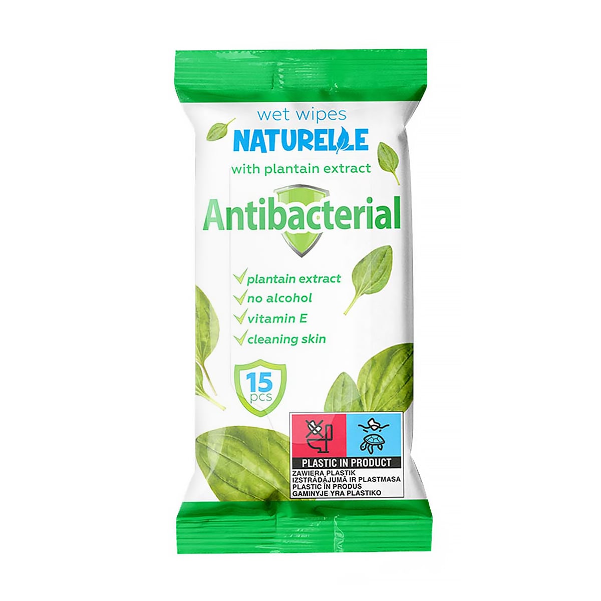 

Вологі серветки Naturelle Antibacterial Wet Wipes, 15 шт
