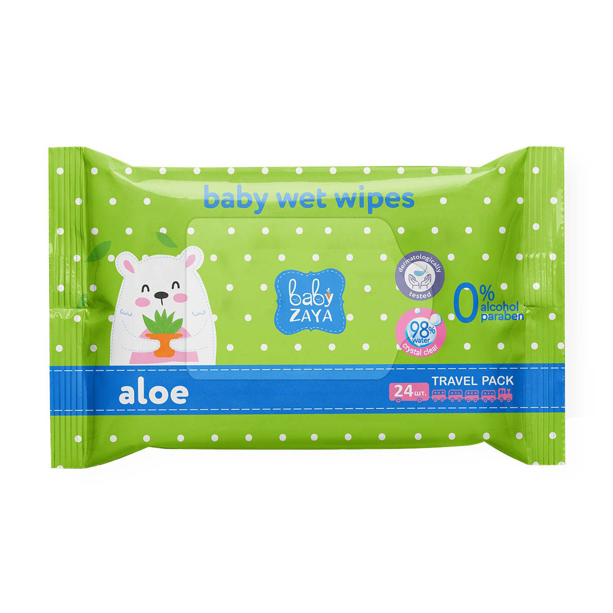 

Дитячі вологі серветки Baby Zaya Baby Wet Wipes Алое, 24 шт