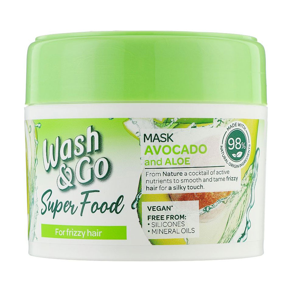 

Маска Wash&Go Super Food Mask для кучерявого волосся, з авокадо та алое вера, 300 мл