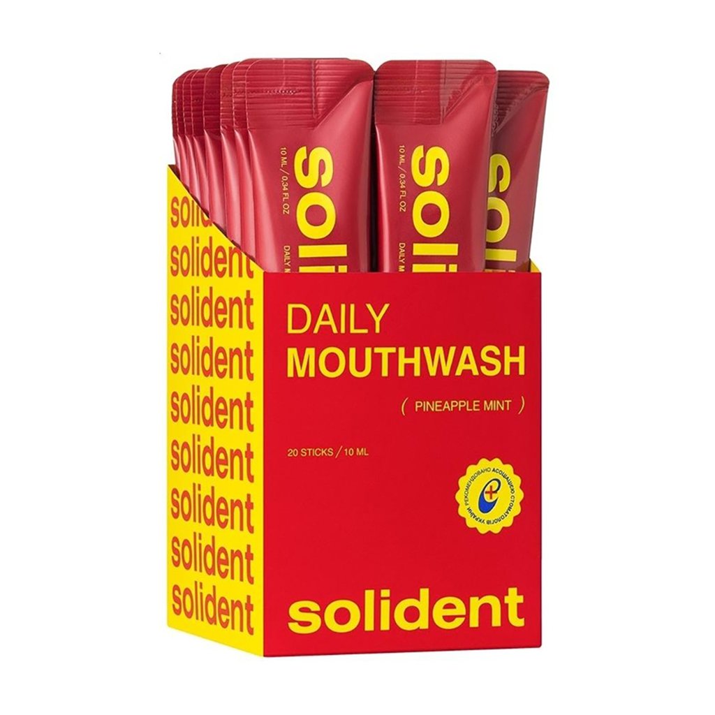 

Ополіскувач для ротової порожнини в стіках Solident Daily Mouthwash, Pineapple Mint, 20*10 мл
