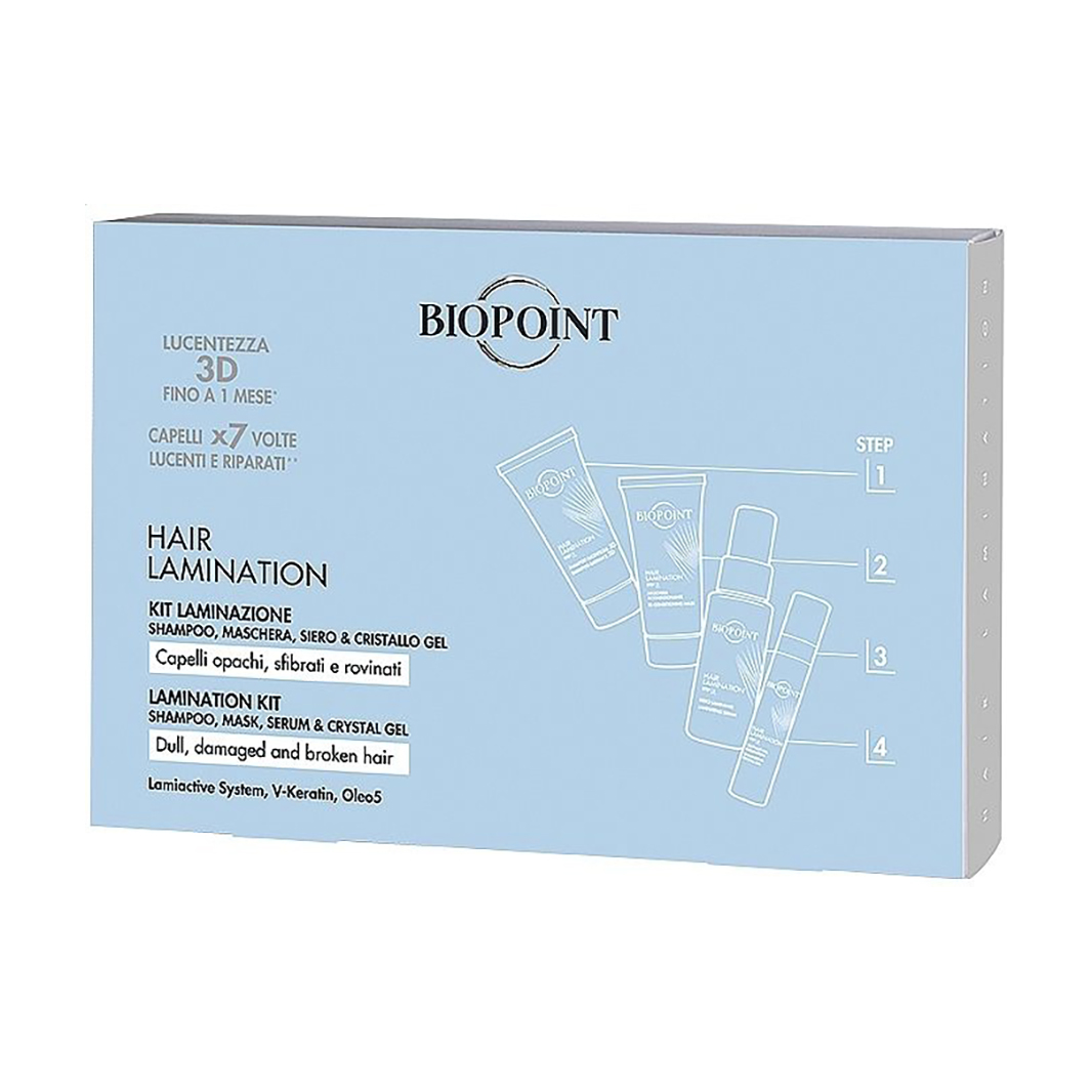 

Набір для ламінування волосся Biopoint Hair Lamination Kit (шампунь, 20 мл + маска, 20 мл + гель, 8 мл + сироватка, 20 мл)