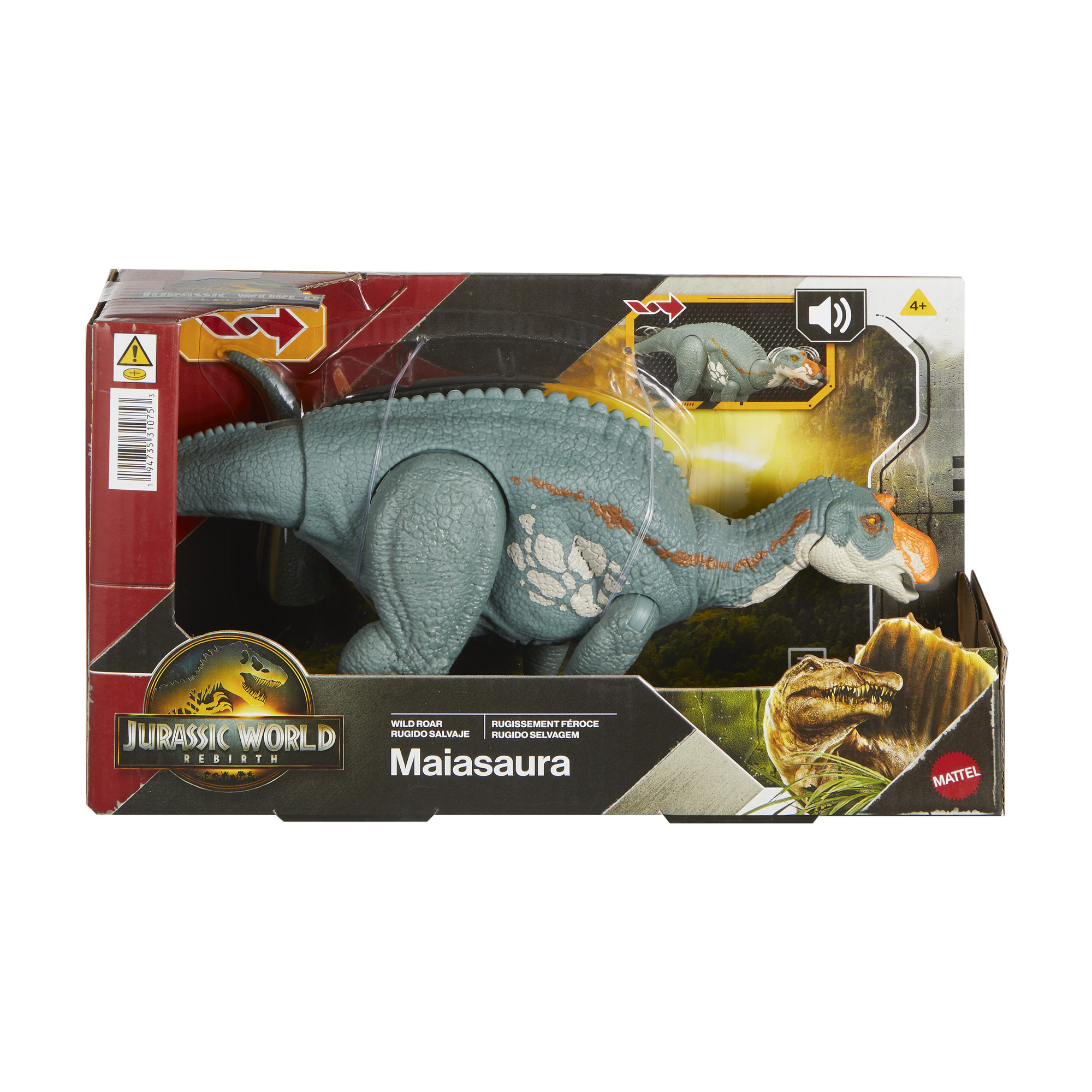 

Фігурка динозавра Jurassic World Небезпечне ричання, зі звуковими ефектами, Maiasaura, зелений, від 4 років (JGB87)