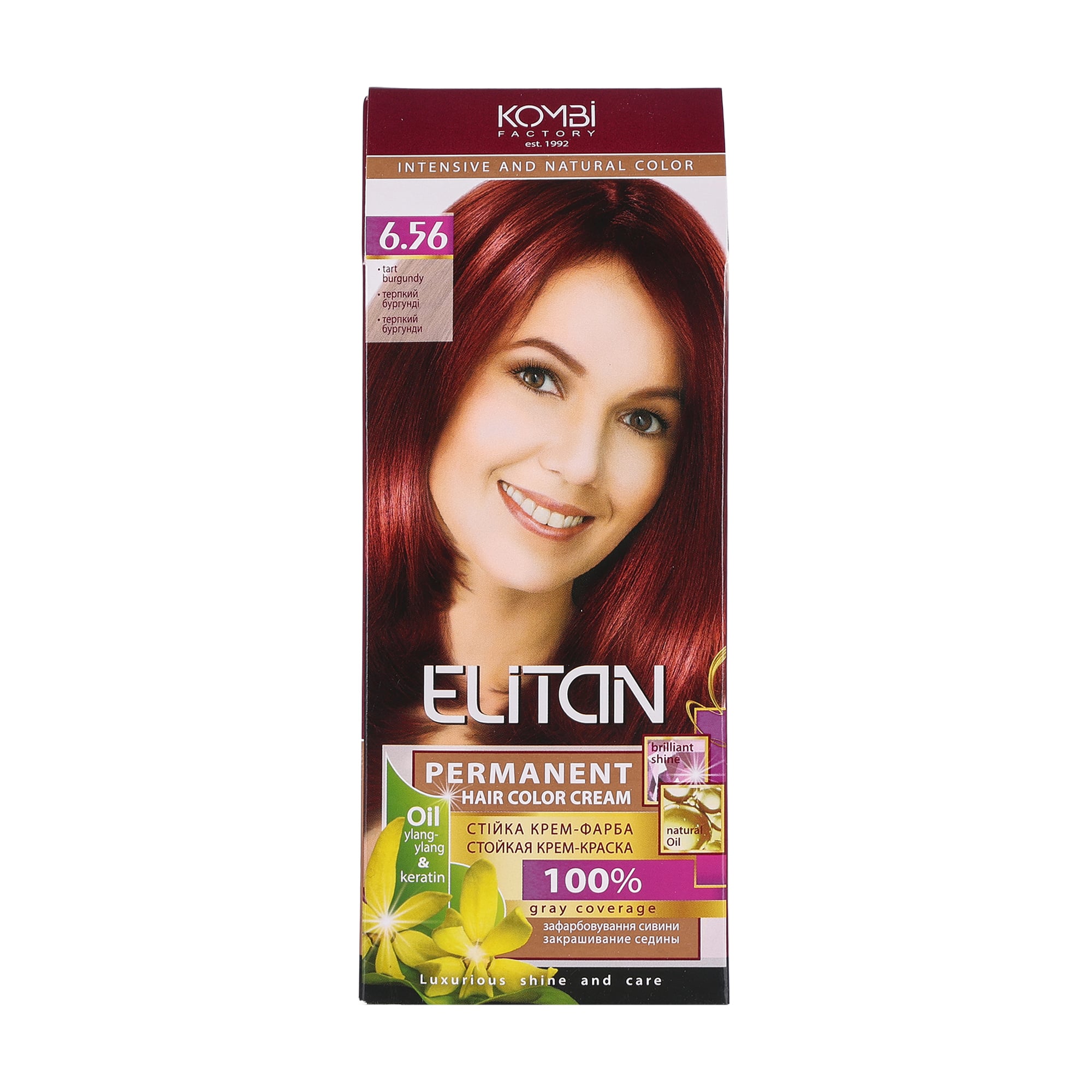 

Уцінка! Стійка крем-фарба для волосся Elitan Permanent Hair Color Cream 6.56 Терпкий бургунді, 115 мл