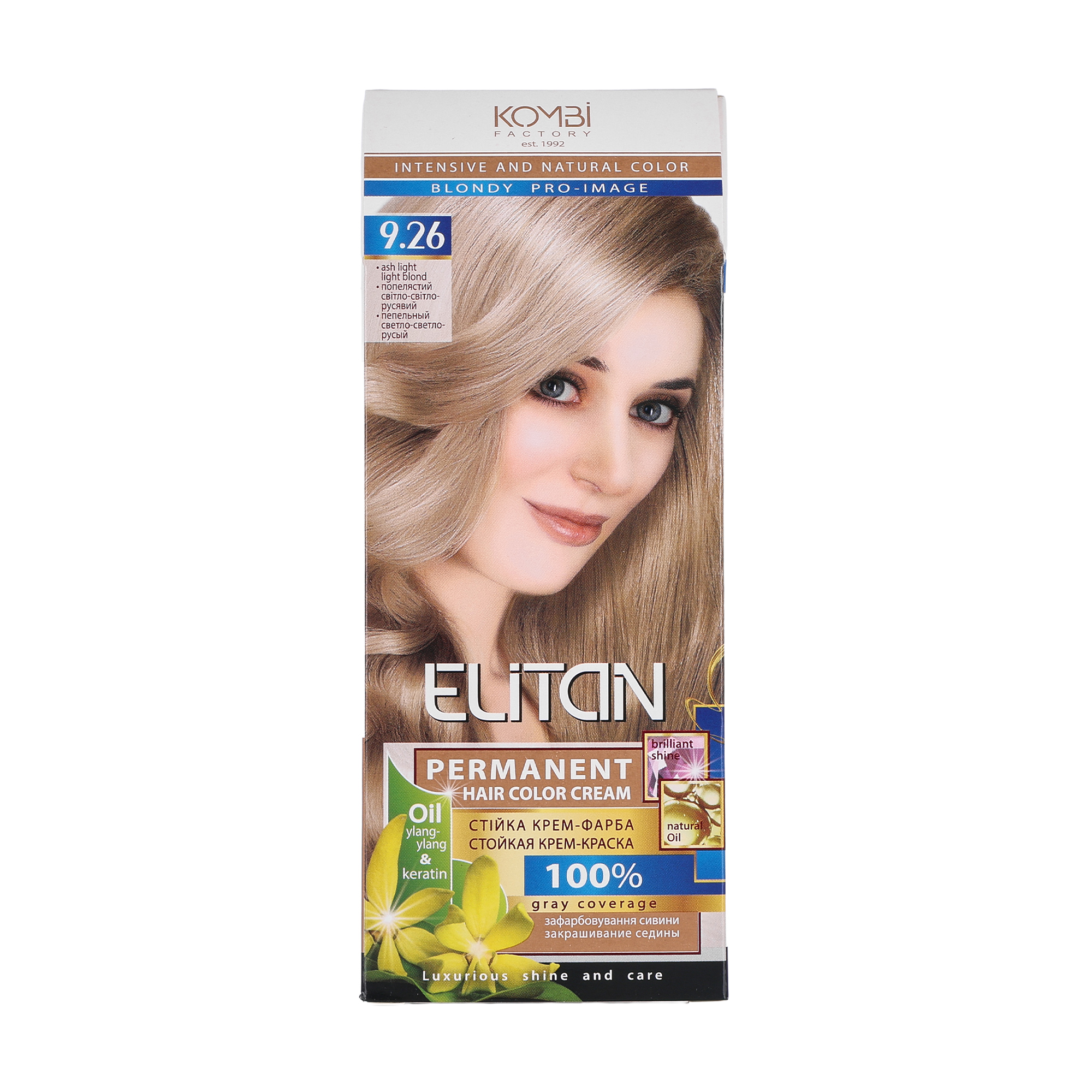

Стійка крем-фарба для волосся Elitan Permanent Hair Color Cream 9.26 Попелястий світло-світло русявий, 115 мл