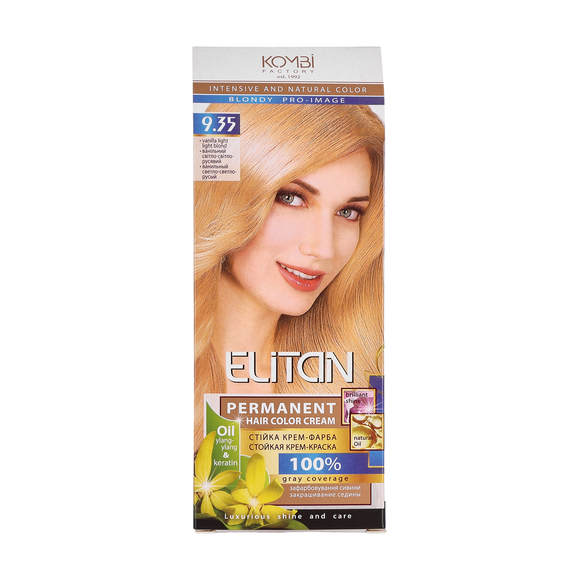 

Уцінка! Стійка крем-фарба для волосся Elitan Permanent Hair Color Cream 9.35 Ванільний світло-світло русявий, 115 мл