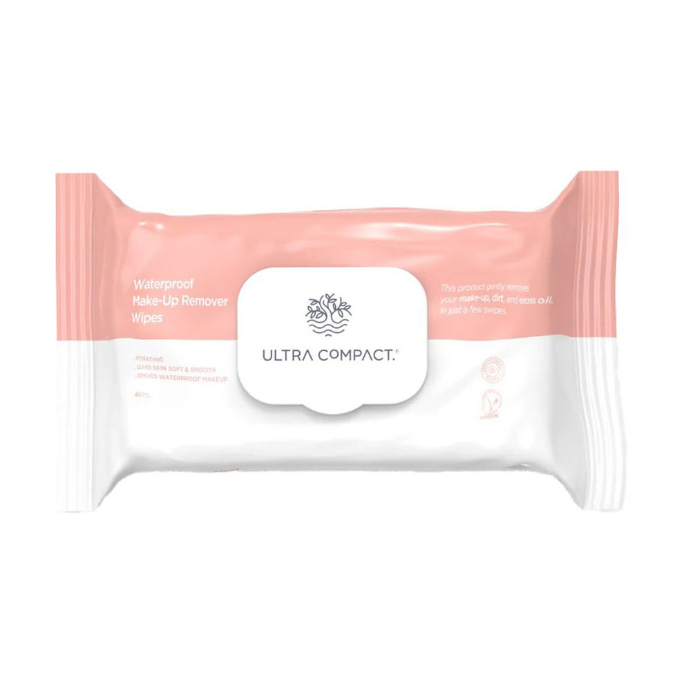 

Вологі серветки для зняття макіяжу Ultra Compact Make-Up Remover Waterproof Wet Wipes з клапаном, 40 шт