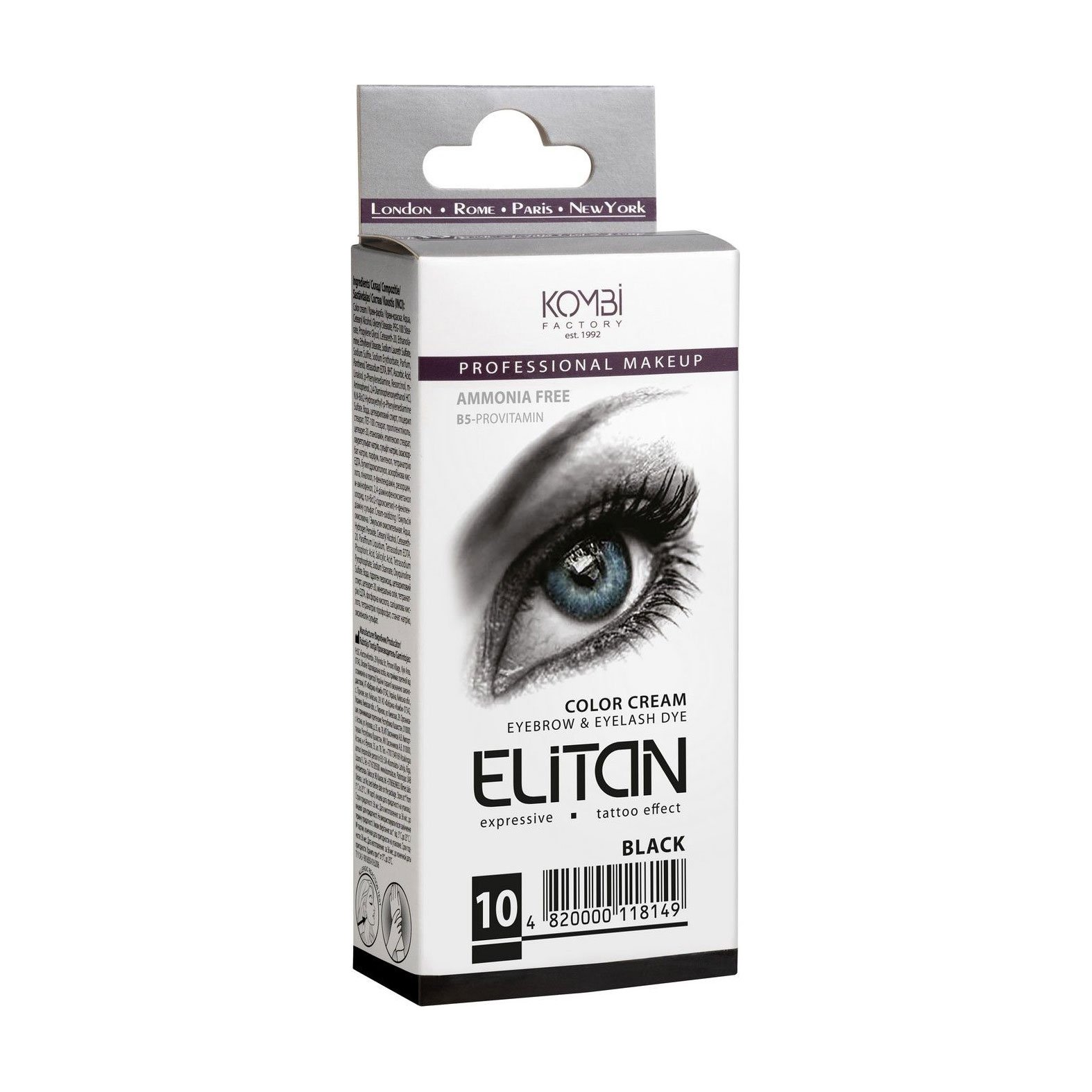 

Крем-фарба для брів та вій Elitan Color Cream Eyebrow & Eyelash Dye 10 Чорний, 30 мл
