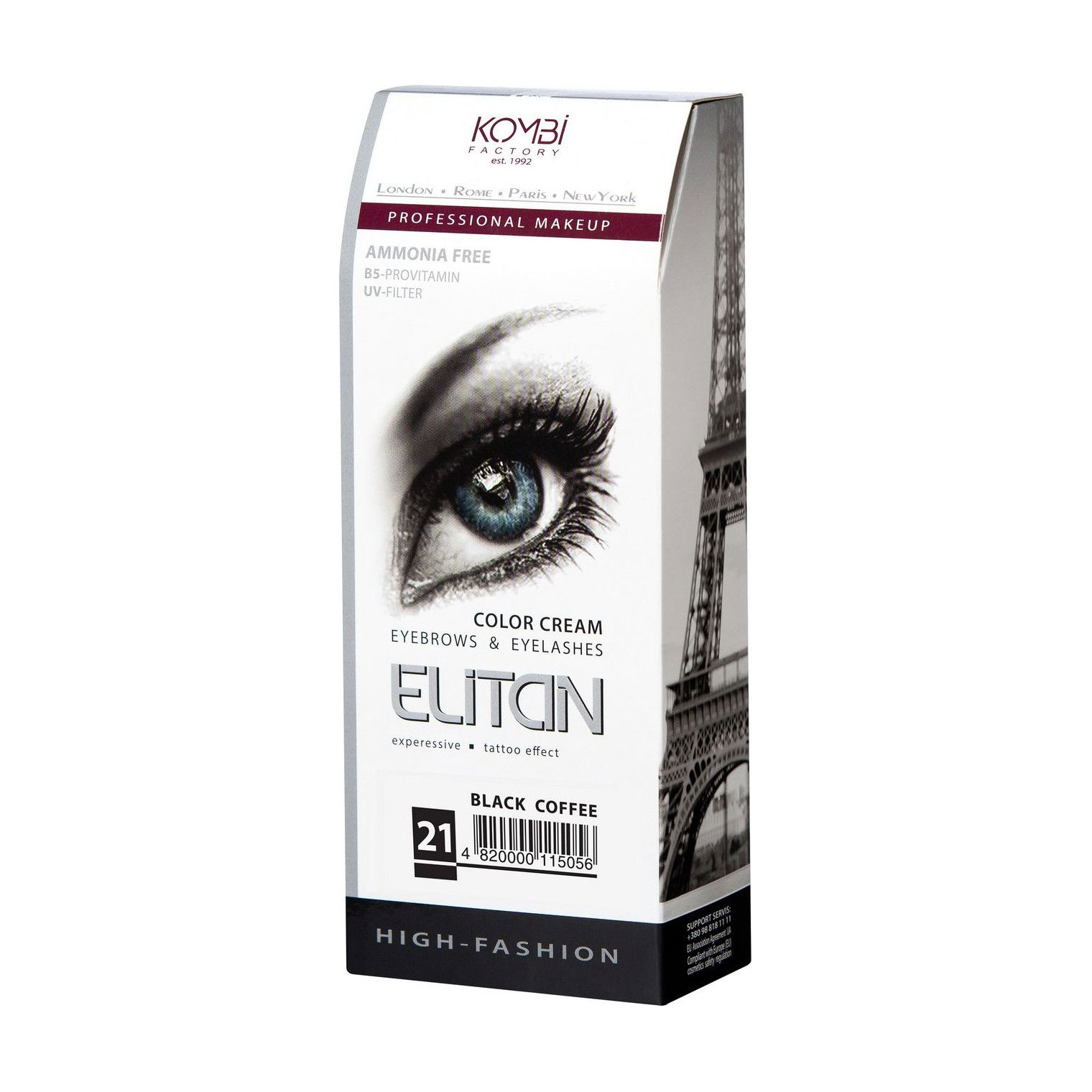 Уцінка! Крем-фарба для брів та вій Elitan Color Cream Eyebrows & Eyelashes 21 Чорна кава, 100 мл