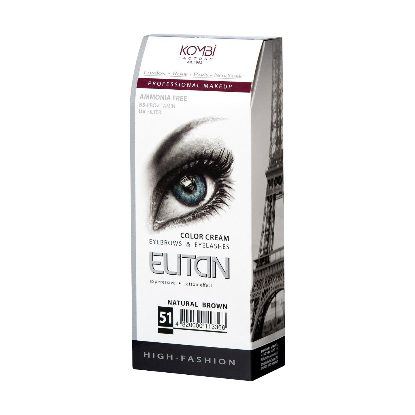 

Уцінка! Крем-фарба для брів та вій Elitan Color Cream Eyebrows & Eyelashes 51 Темно-русявий, 100 мл