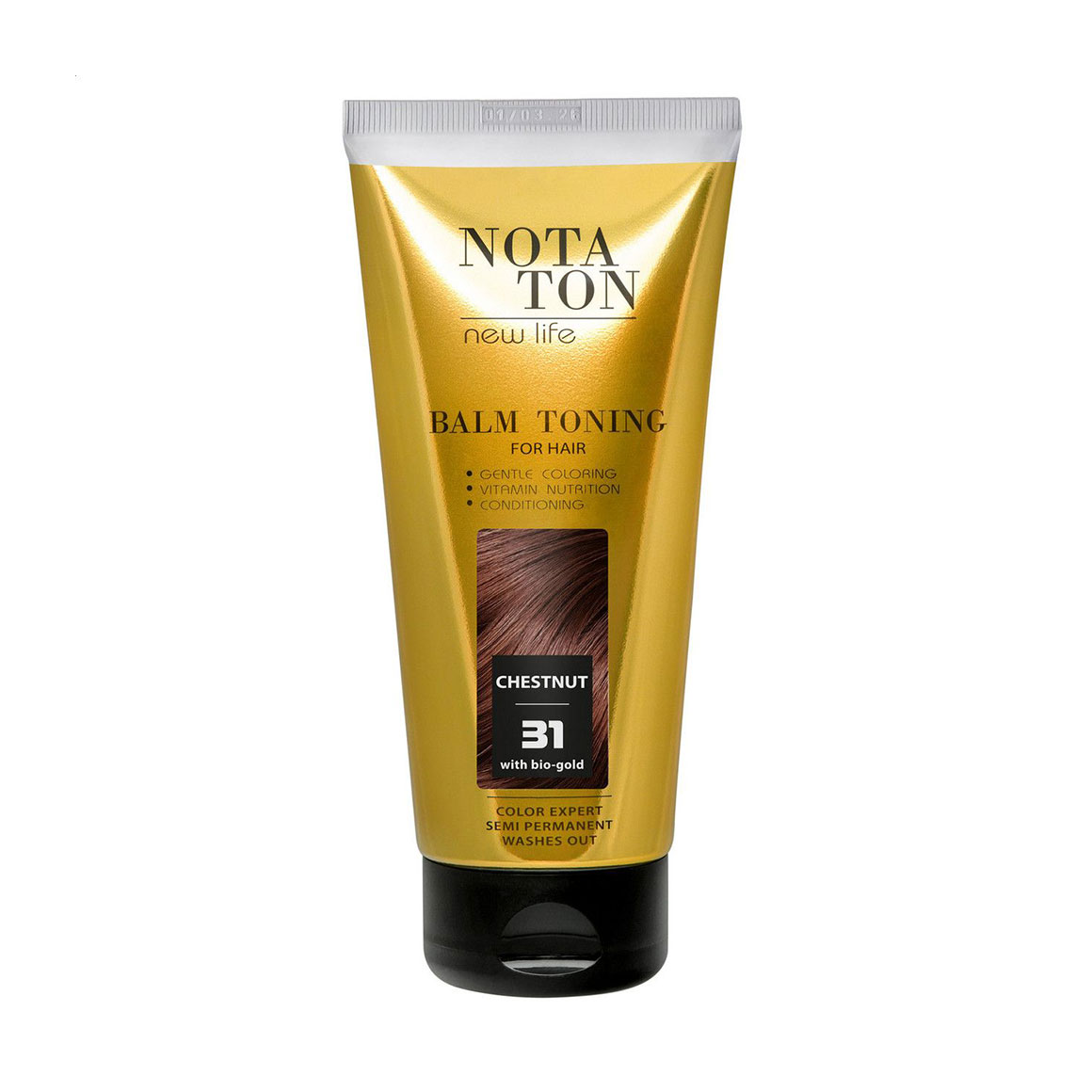 

Тонувальний бальзам для волосся Notaton New Life Balm Toning з біо-золотом, 31 Каштановий, 150 мл
