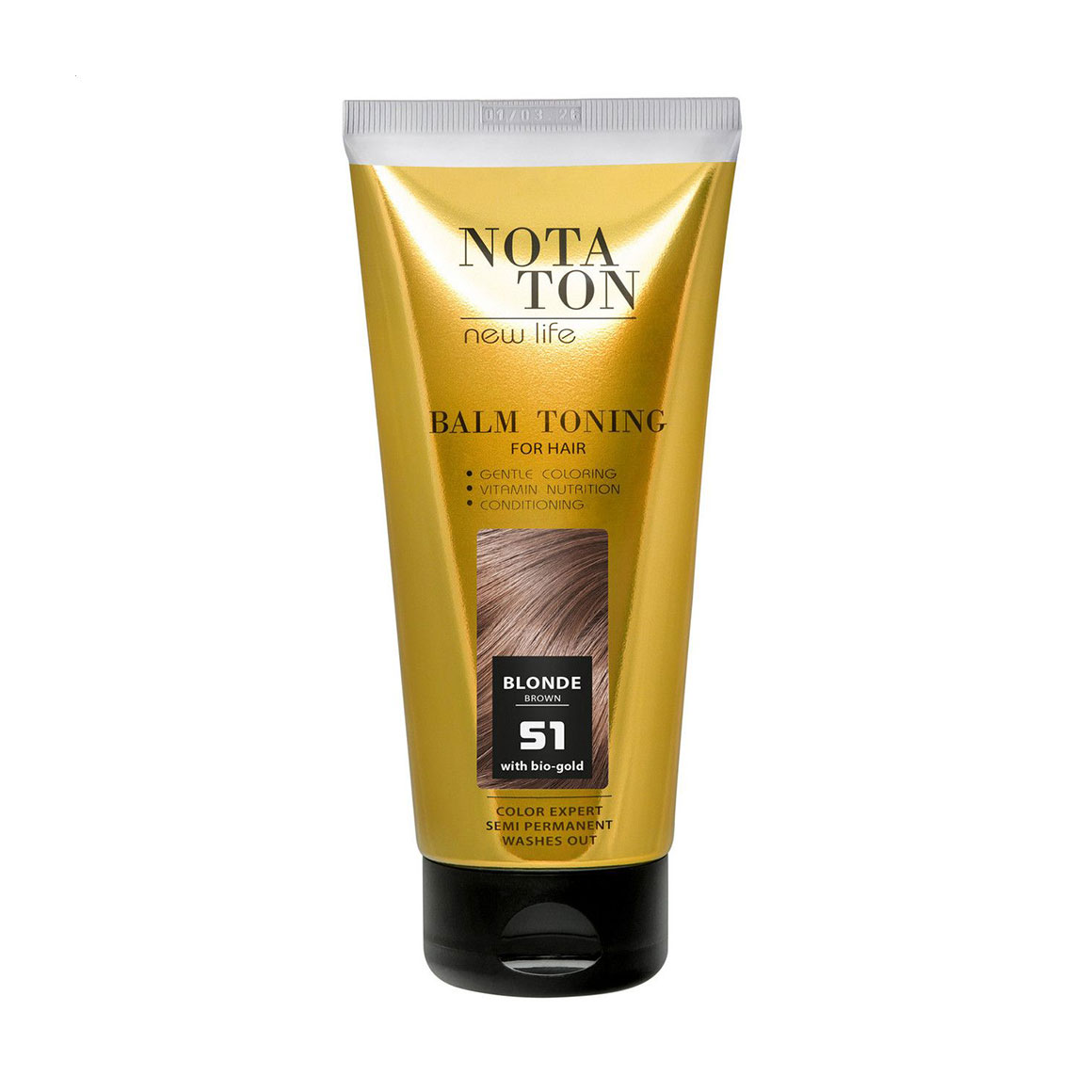 

Тонувальний бальзам для волосся Notaton New Life Balm Toning з біо-золотом, 51 Русявий, 150 мл