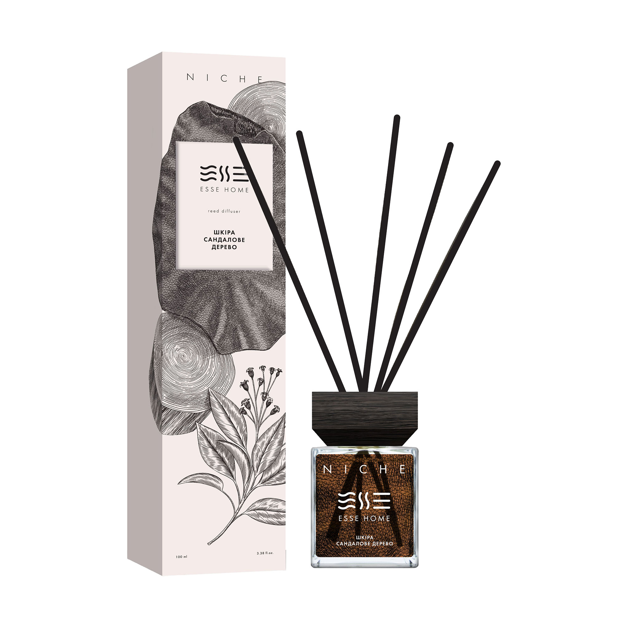 

Аромадифузор Esse Home Niche Шкіра та сандалове дерево, 100 мл