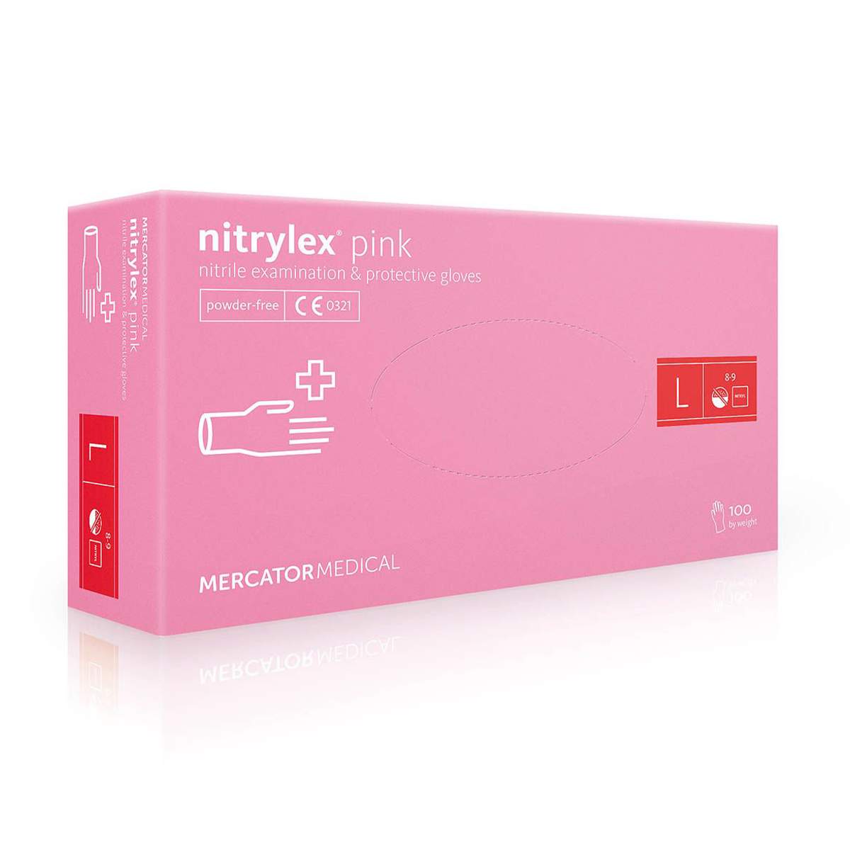 

Рукавички нітрилові оглядові Nitrylex нестерильні, неприпудрені, розмір L, рожеві, 100 шт