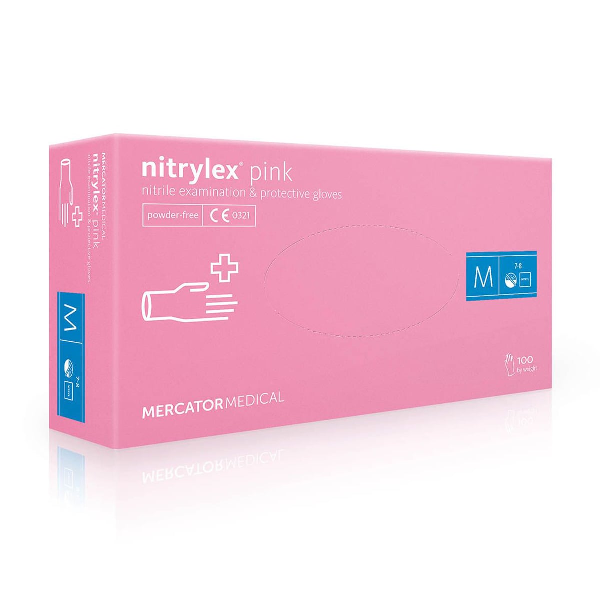 

Рукавички нітрилові оглядові Nitrylex нестерильні, неприпудрені, розмір M, рожеві, 100 шт