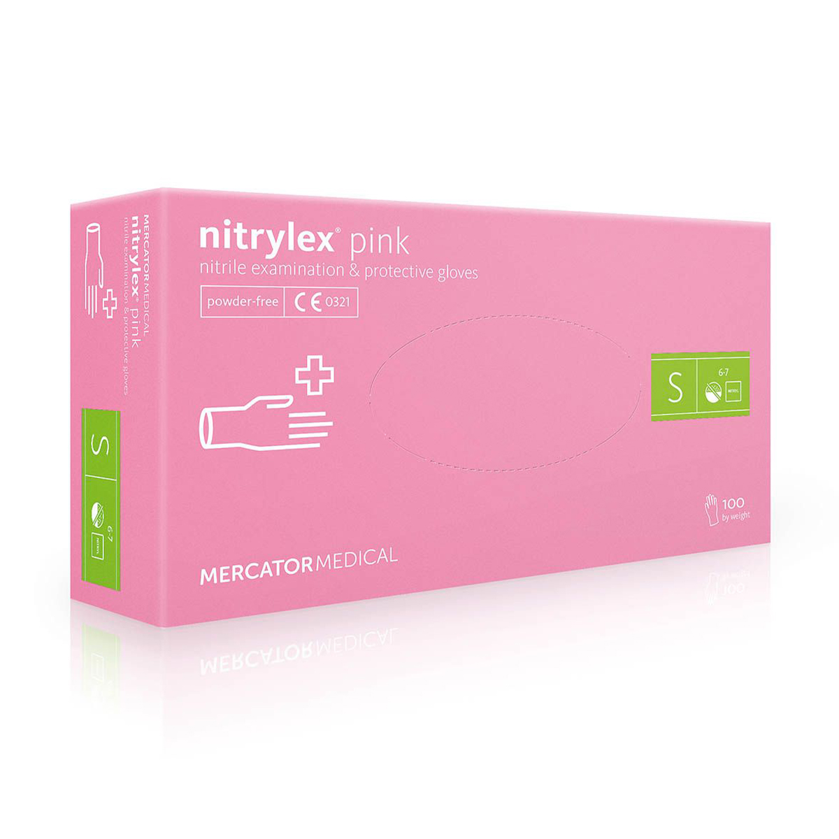 

Рукавички нітрилові оглядові Nitrylex нестерильні, неприпудрені, розмір S, рожеві, 100 шт