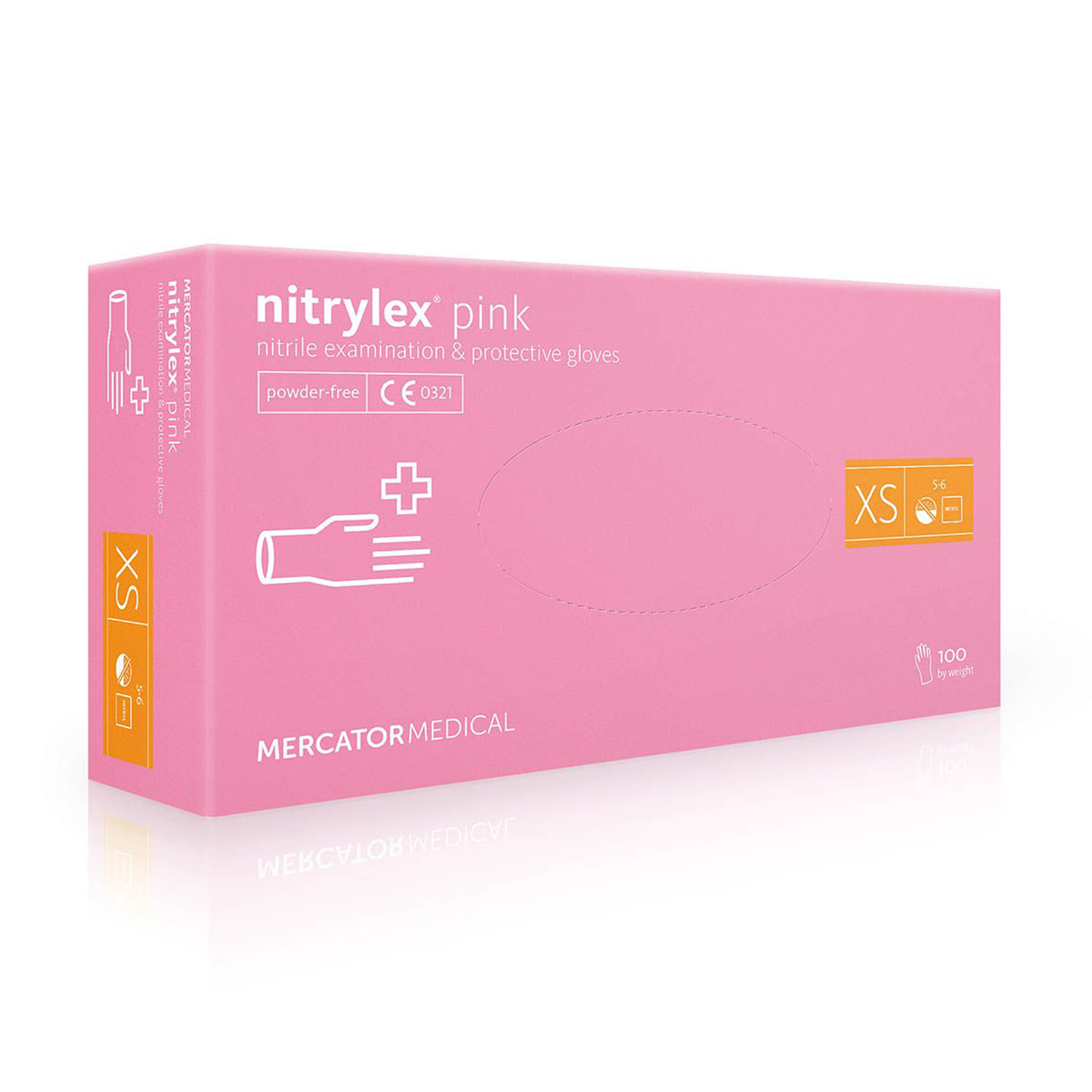 

Рукавички нітрилові оглядові Nitrylex нестерильні, неприпудрені, розмір XS, рожеві, 100 шт