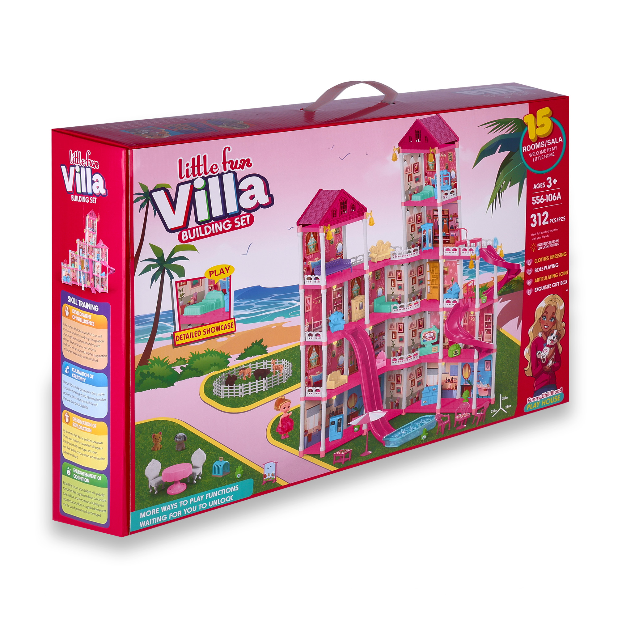 

Ляльковий будиночок Babik з лялькою та гірками, рожевий, від 3 років (556-106A)