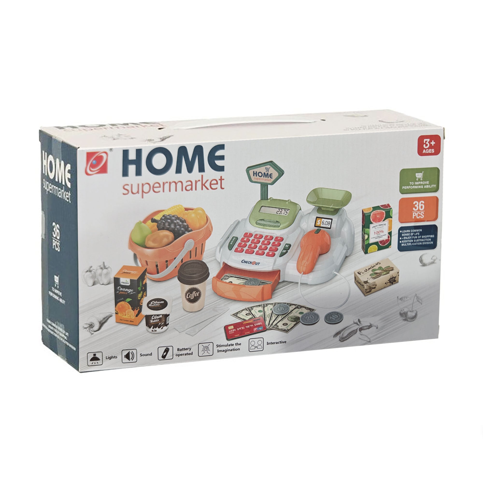 

Касовий апарат LC1 з вагами та набором продуктів, 36 деталей, від 3 років (668-118)