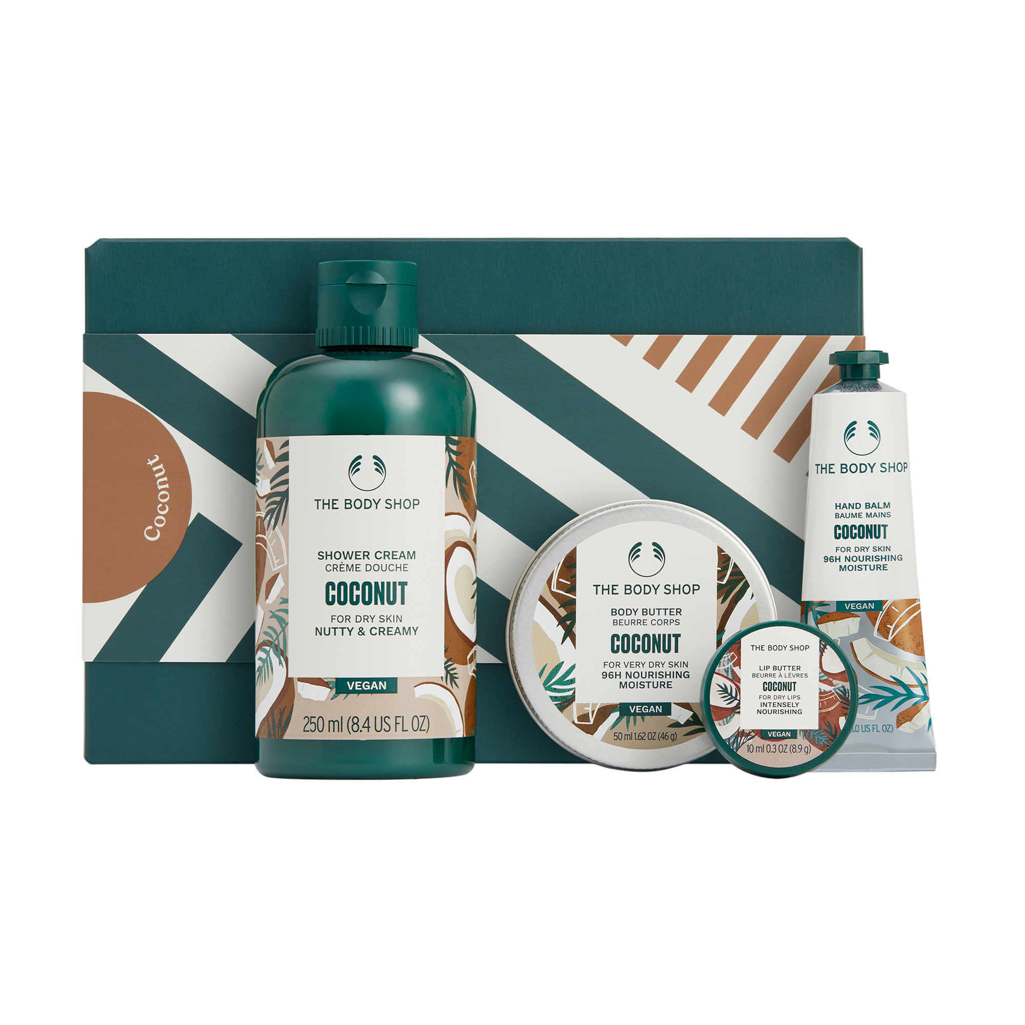 

Подарунковий набір The Body Shop Coconut (крем-гель для душу, 250 мл + батер для тіла, 50 мл + крем-бальзам для рук, 30 мл + батер для губ, 10 мл)