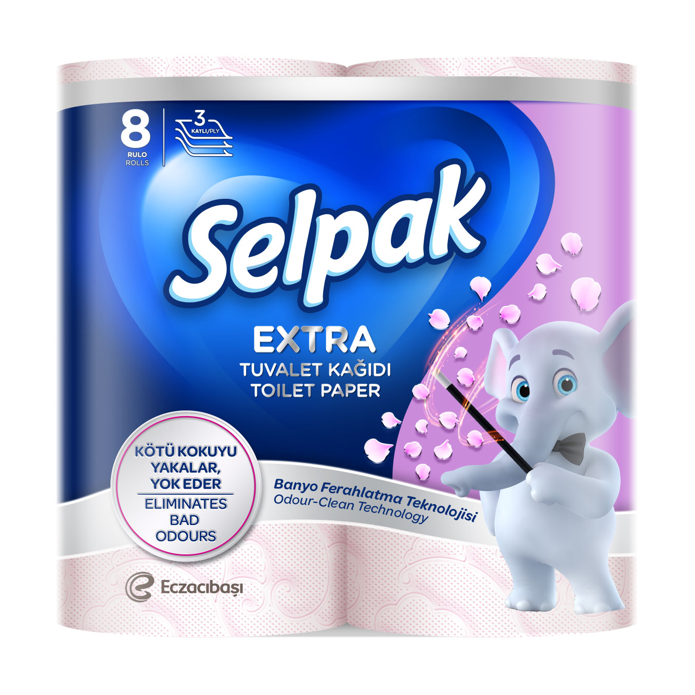 

Туалетний папір Selpak Extra білий, 3-шаровий, 130 відривів, 8 рулонів