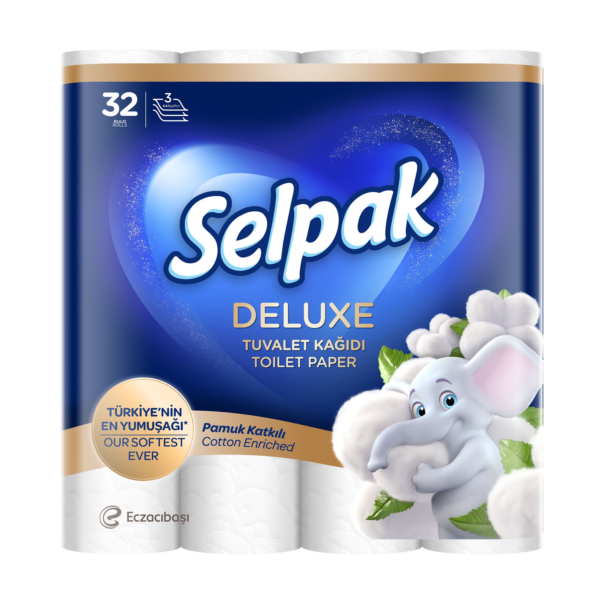 

Туалетний папір Selpak Deluxe білий, 3-шаровий, 130 відривів, 32 рулони