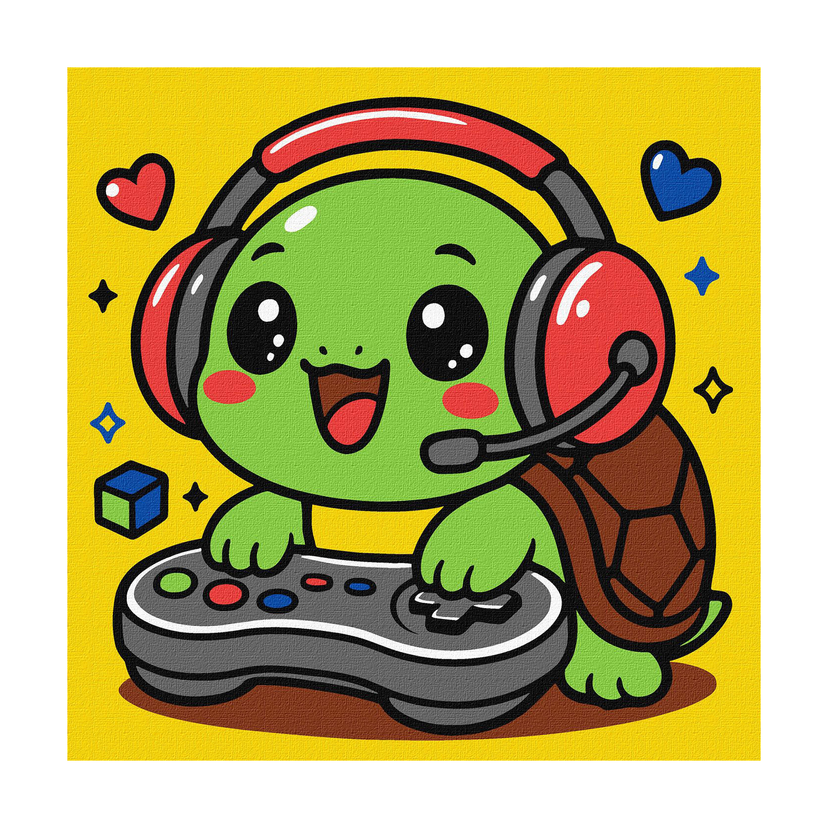 

Картина за номерами Ideyka Черепашка геймер, 25*25 см (KHO1287)