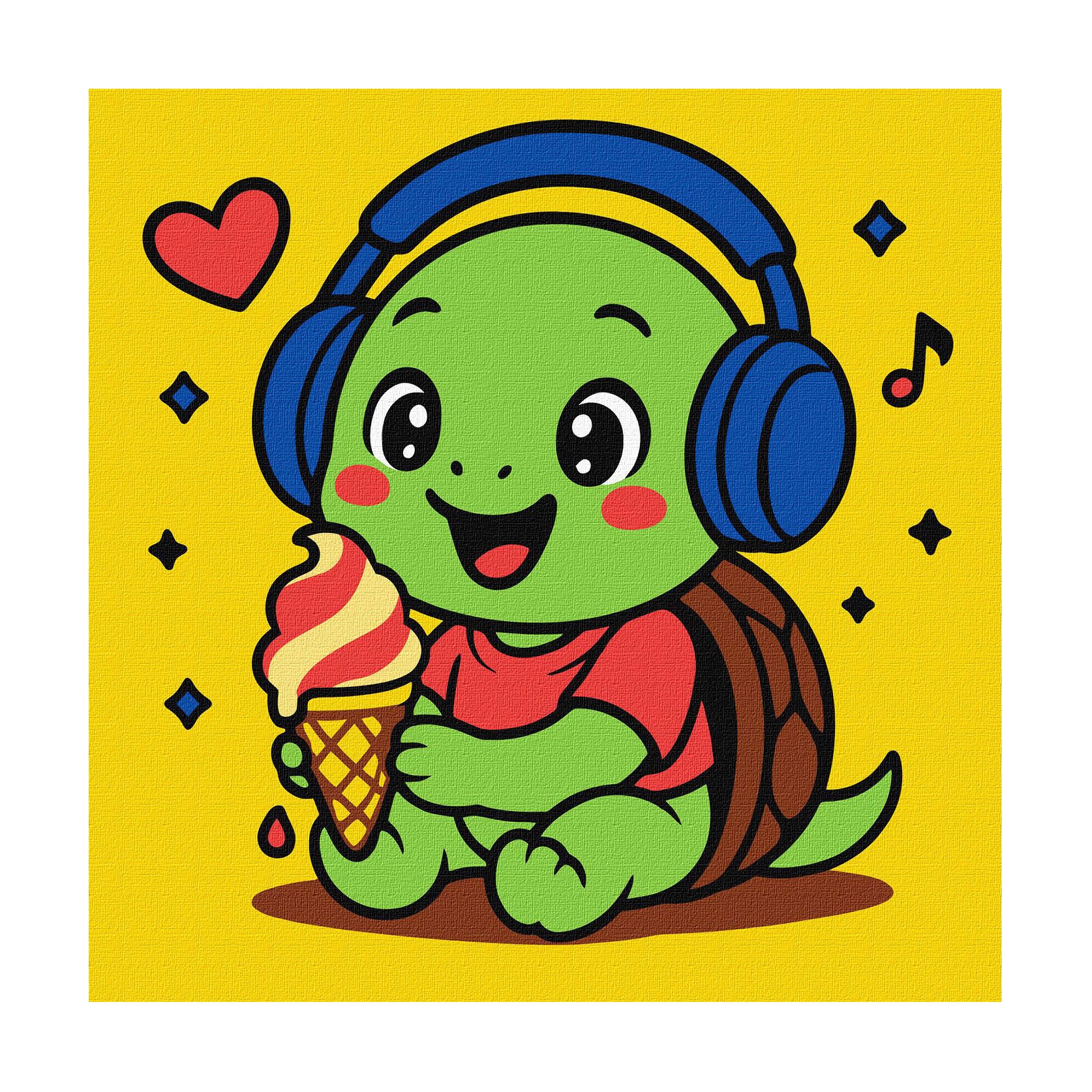 

Картина за номерами Ideyka Черепашка їсть морозиво, 25*25 см (KHO1298)