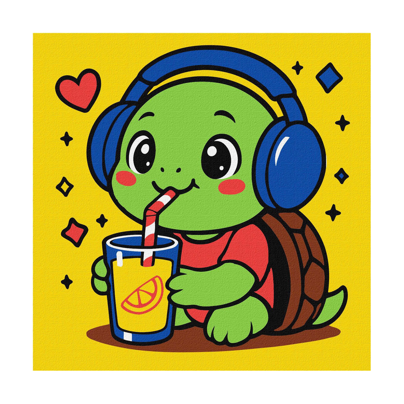 

Картина за номерами Ideyka Черепашка п'є лимонад, 25*25 см (KHO1289)