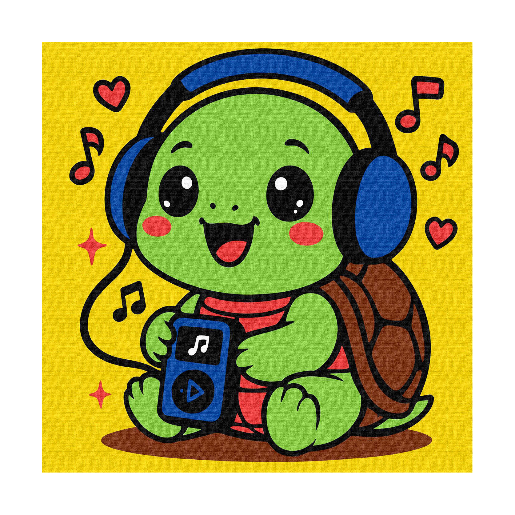 

Картина за номерами Ideyka Черепашка слухає музику, 25*25 см (KHO1295)