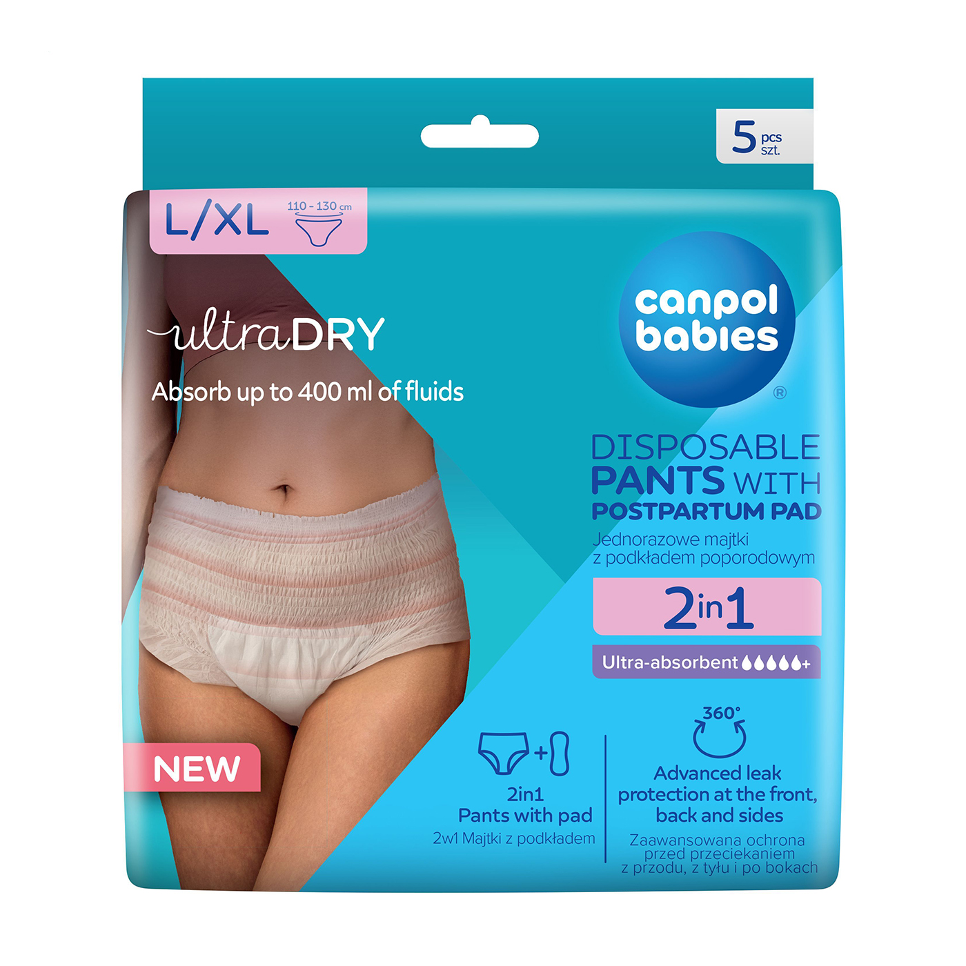 

Труси одноразові післяпологові Canpol Babies дихаючі та ультрапоглинаючі, розмір L/XL, 5 шт (78/012)