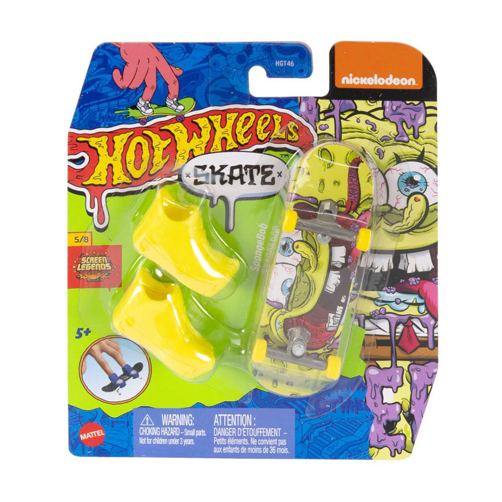 

Ігровий набір Hot Wheels Скейт та взуття для пальчиків, Spongebob, жовтий, від 5 років (HGT46)