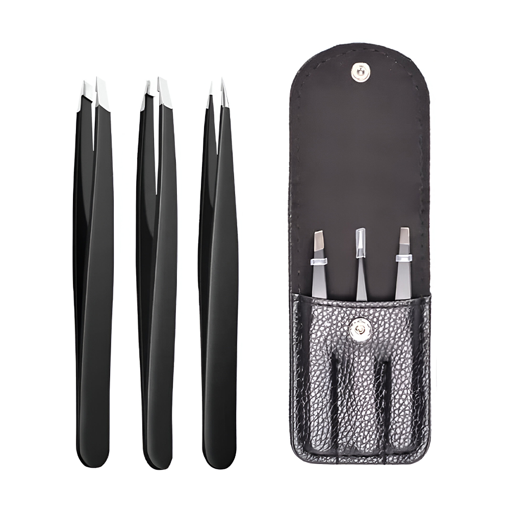 

Набір пінцетів для брів Cosmo Shop (точковий, 1 шт + прямий, 1 шт + скошений, 1 шт) в чорному футлярі (CS07B)