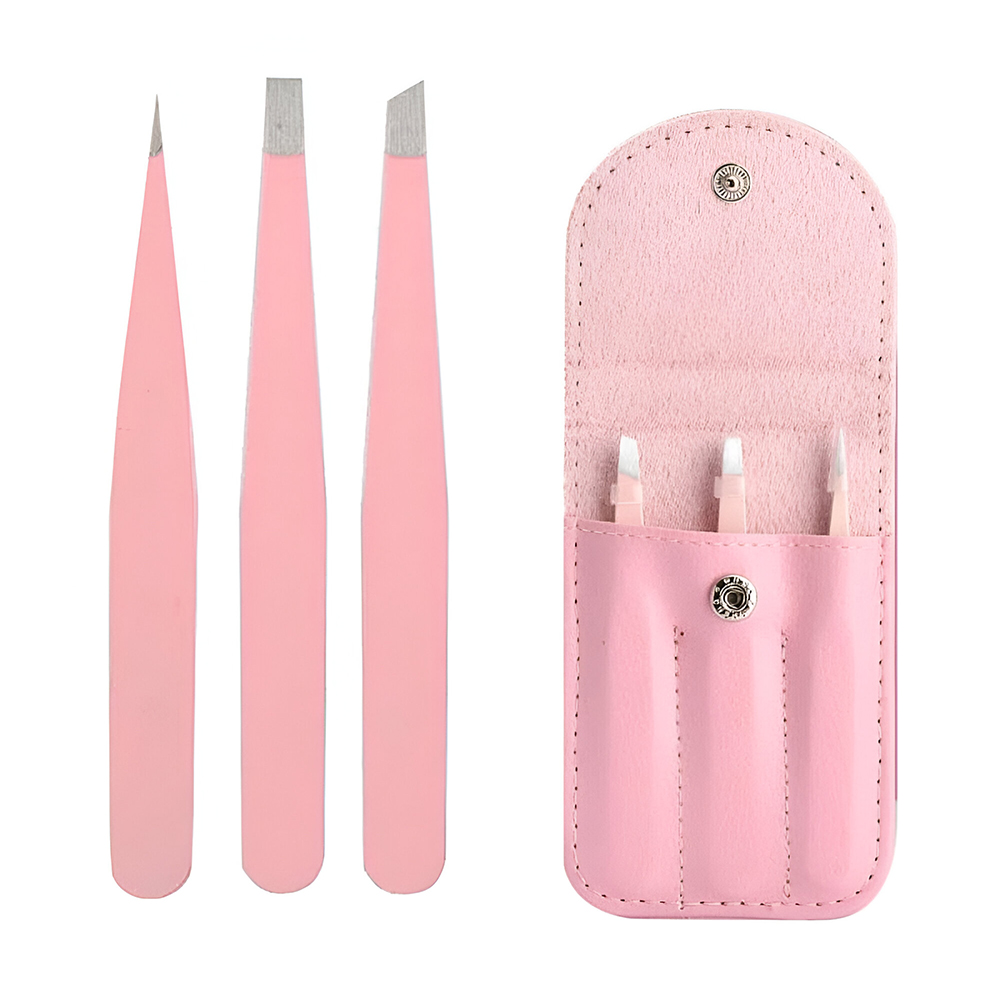 

Набір пінцетів для брів Cosmo Shop (точковий, 1 шт + прямий, 1 шт + скошений, 1 шт) в рожевому футлярі (CS07P)