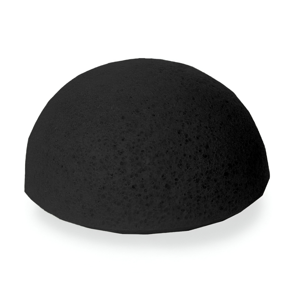 Конжаковий спонж Cosmo Shop Konjac міні, напівм'ячик, 5.5*2.5 см, чорний, 1 шт (KJHB1black)