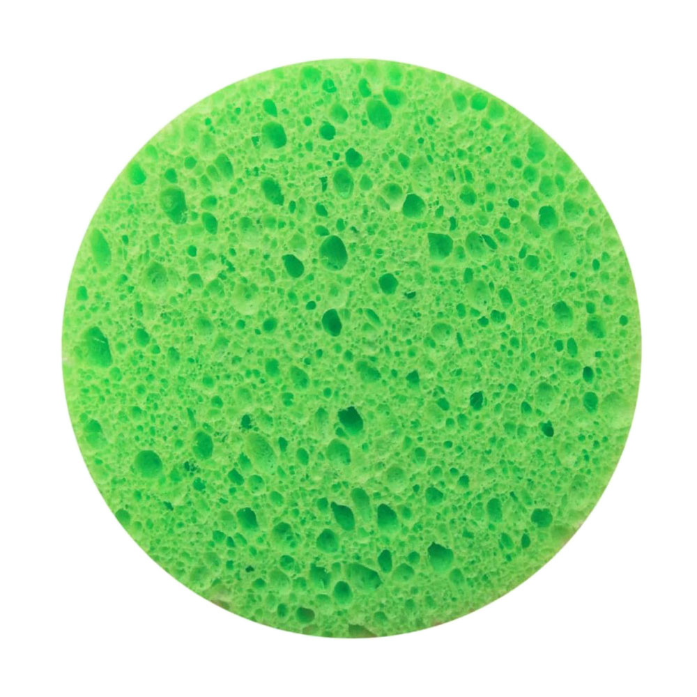 

Спонж для вмивання Cosmo Shop пористий, круг, целюлоза, 7.5 см, зелений, 1 шт (CS088G)