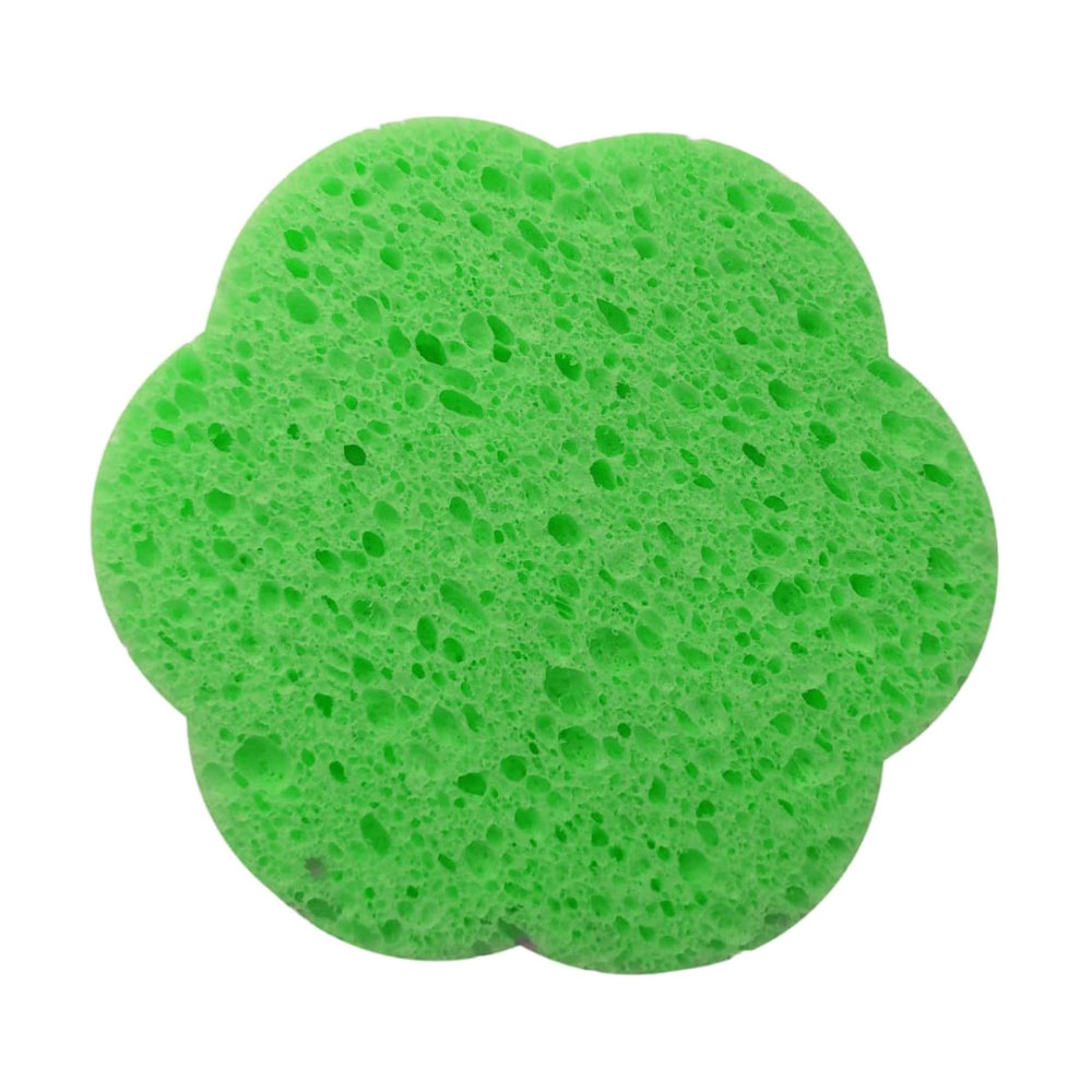 

Спонж для вмивання Cosmo Shop пористий, квітка, целюлоза, 7 см, зелений, 1 шт (CS089G)