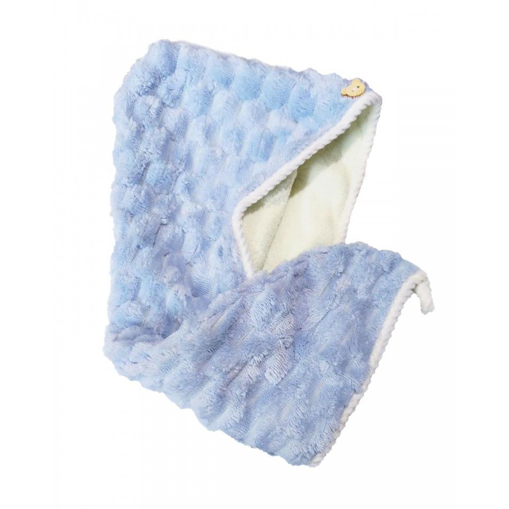 

Рушник-тюрбан для сушіння волосся Cosmo Shop двосторонній, 59*24 см, блакитний, 1 шт (CS11046A)