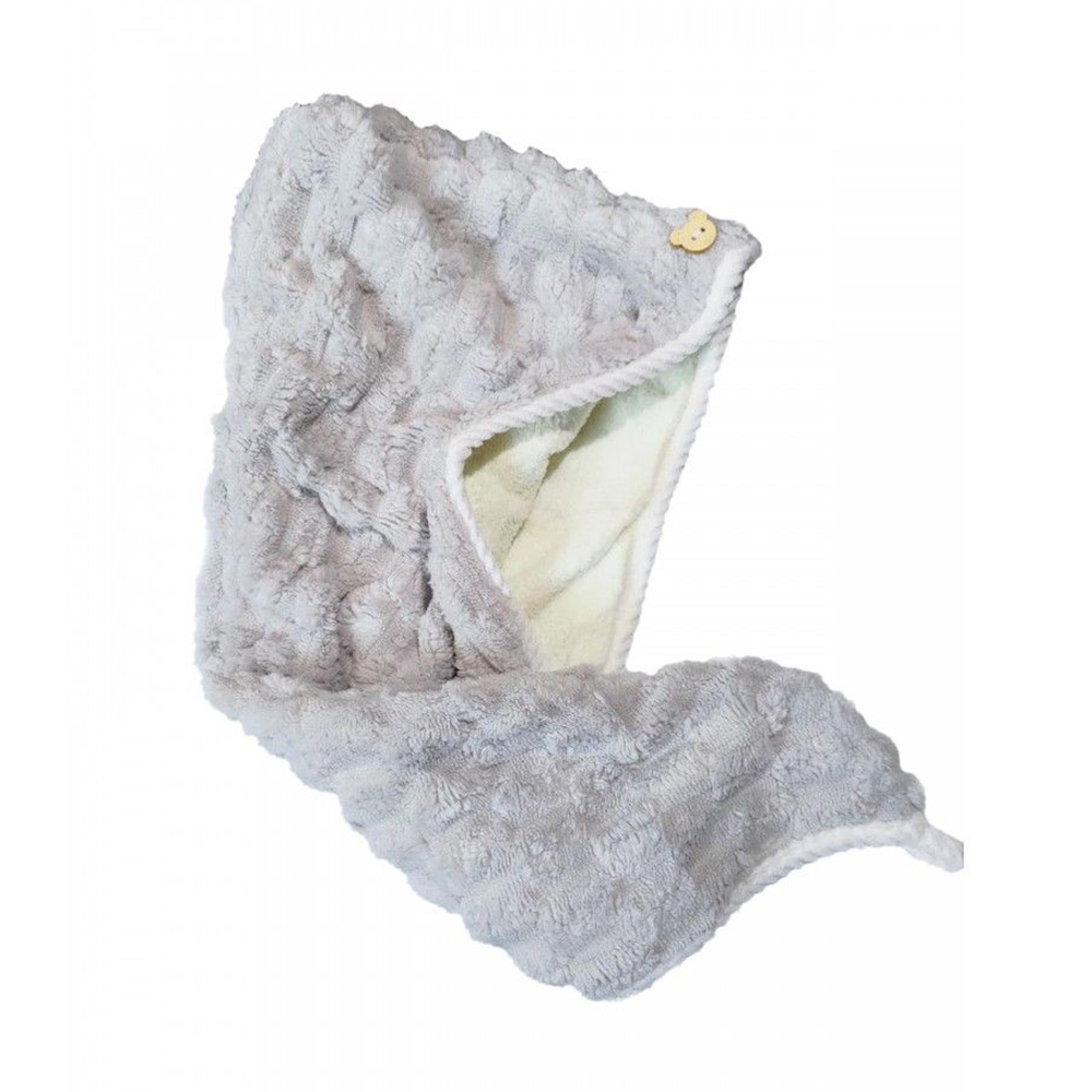 

Рушник-тюрбан для сушіння волосся Cosmo Shop двосторонній, 59*24 см, сірий, 1 шт (CS11046G)