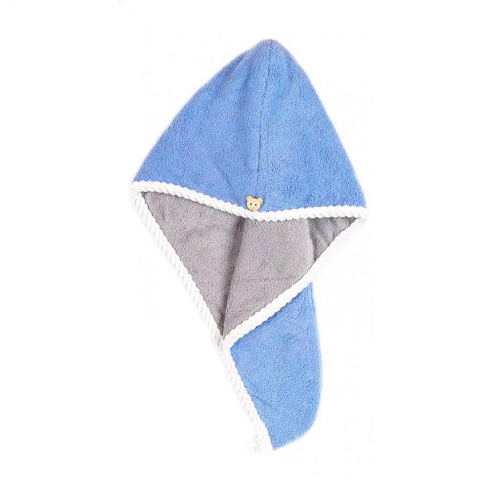 

Рушник-тюрбан для сушіння волосся Cosmo Shop двосторонній, 59*24 см, блакитно-сірий, 1 шт (CS11047AG)