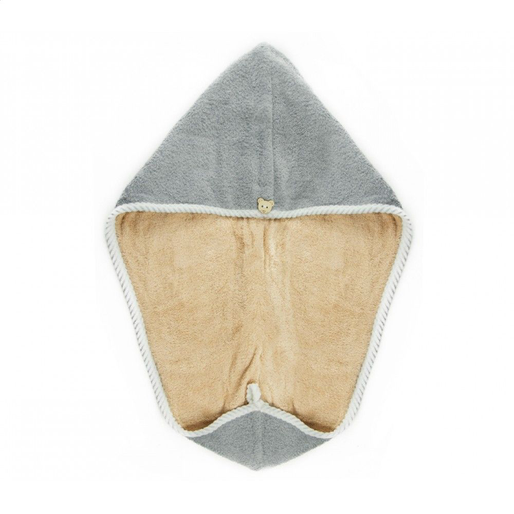 

Рушник-тюрбан для сушіння волосся Cosmo Shop двосторонній, 59*24 см, сіро-карамельний, 1 шт (CS11047GK)