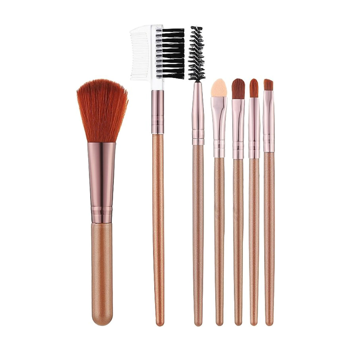 

Набір пензликів для макіяжу Cosmo Shop амбер, в прозорому футлярі, 7 шт (CS-007A)