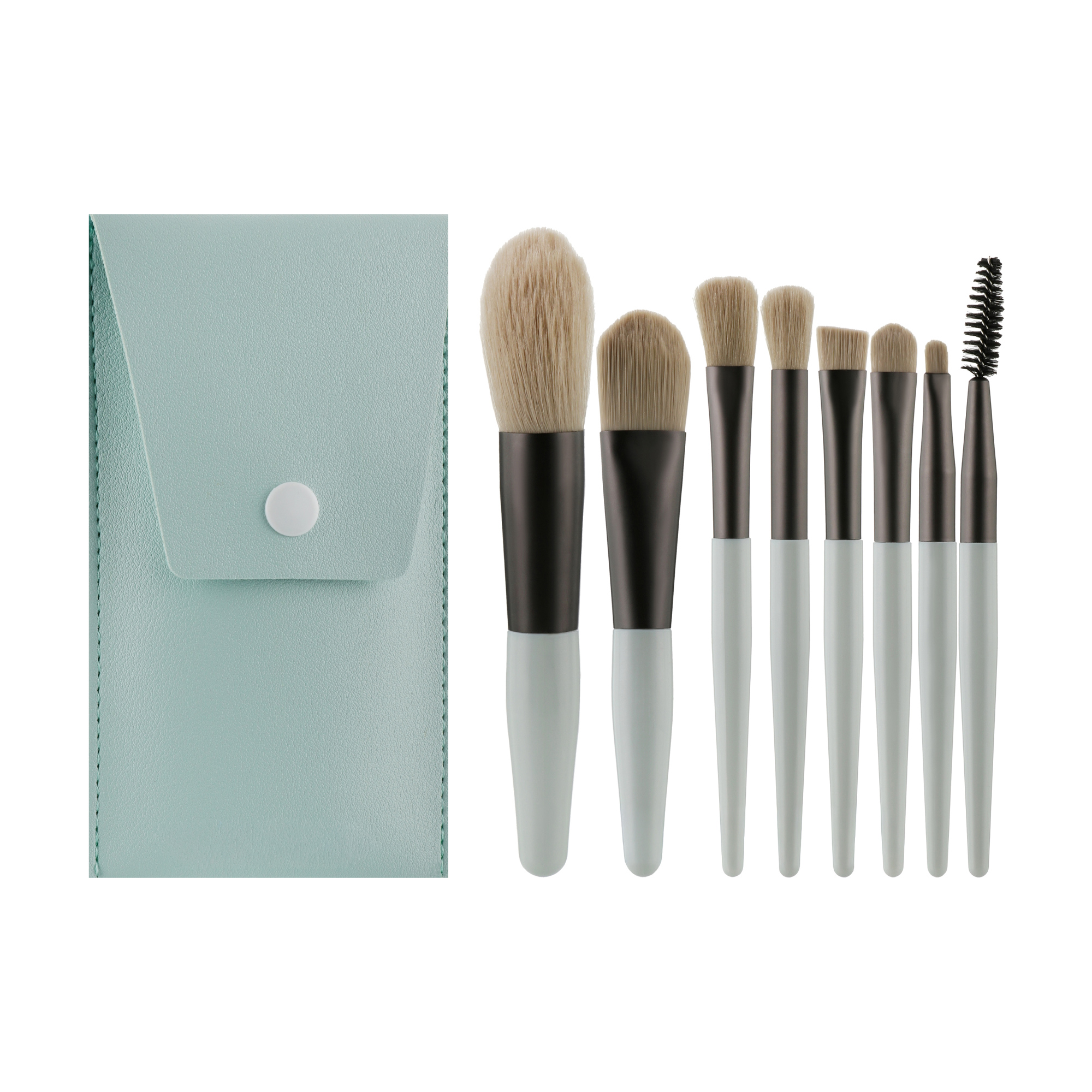 

Набір пензликів для макіяжу Cosmo Shop бірюзовий, в чохлі-гаманці, 8 шт (CS-206G)