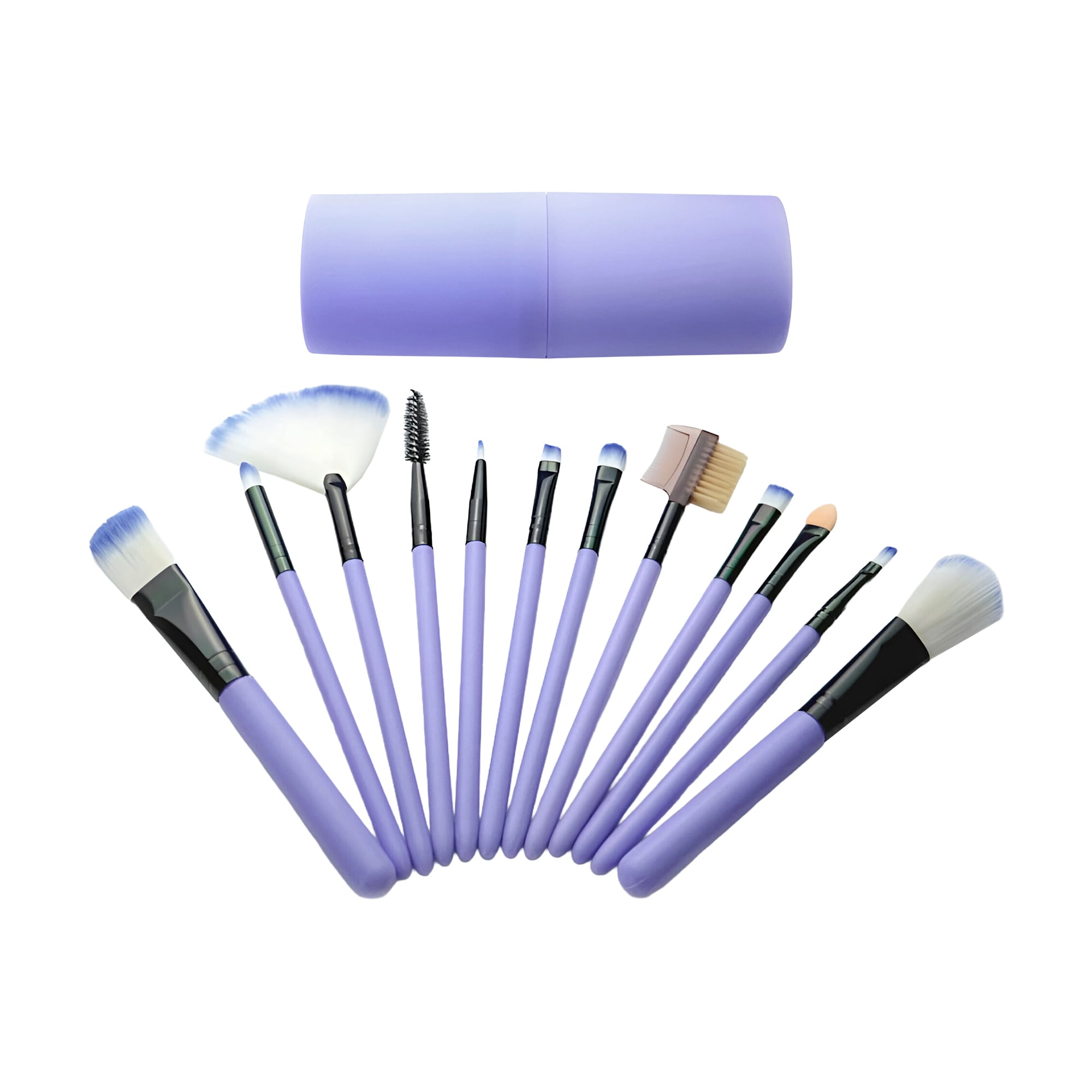 

Набір пензликів для макіяжу Cosmo Shop бузковий, в овальній пластиковій тубі, 12 шт (CS-207L)