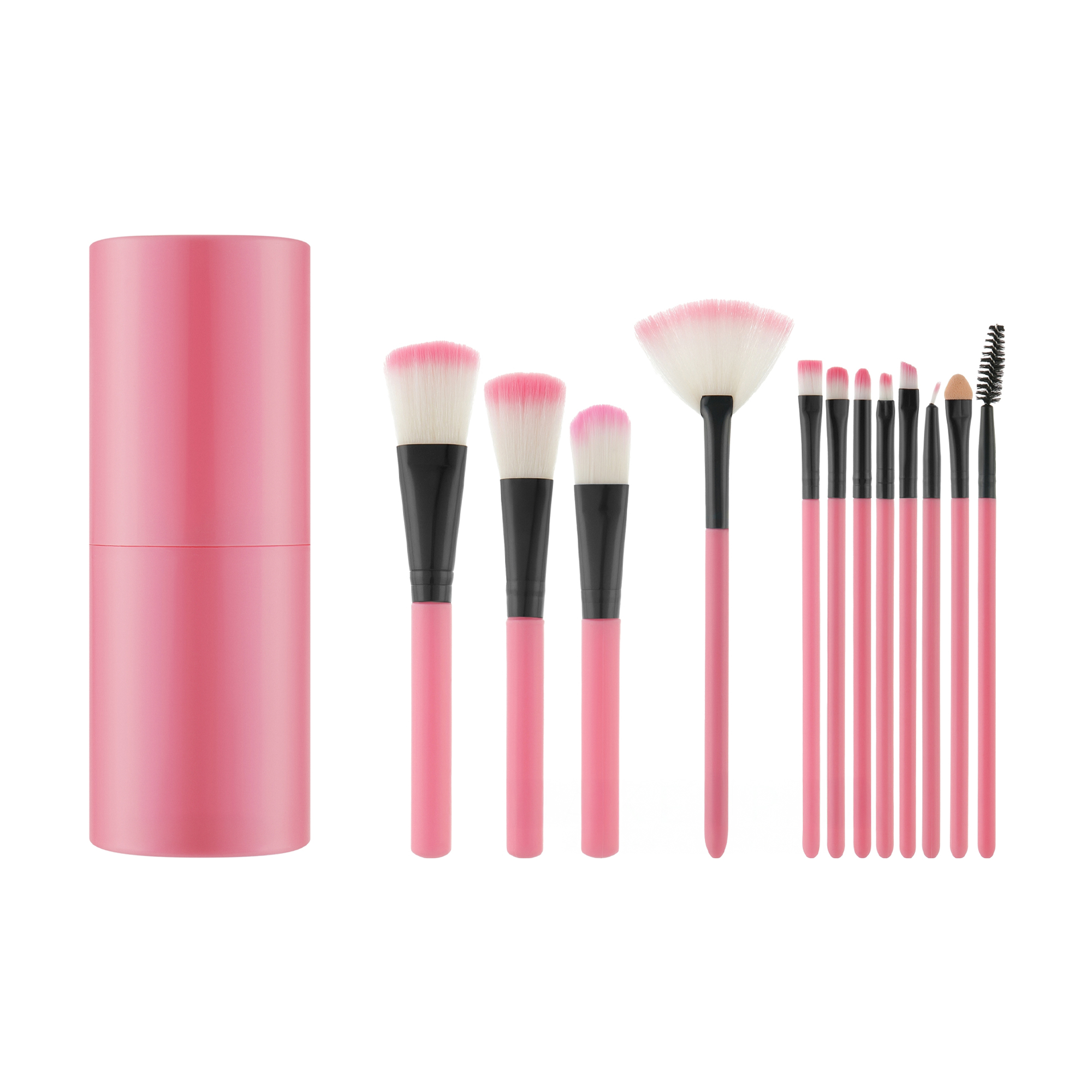 

Набір пензликів для макіяжу Cosmo Shop кораловий, в овальній пластиковій тубі, 12 шт (CS-207С)