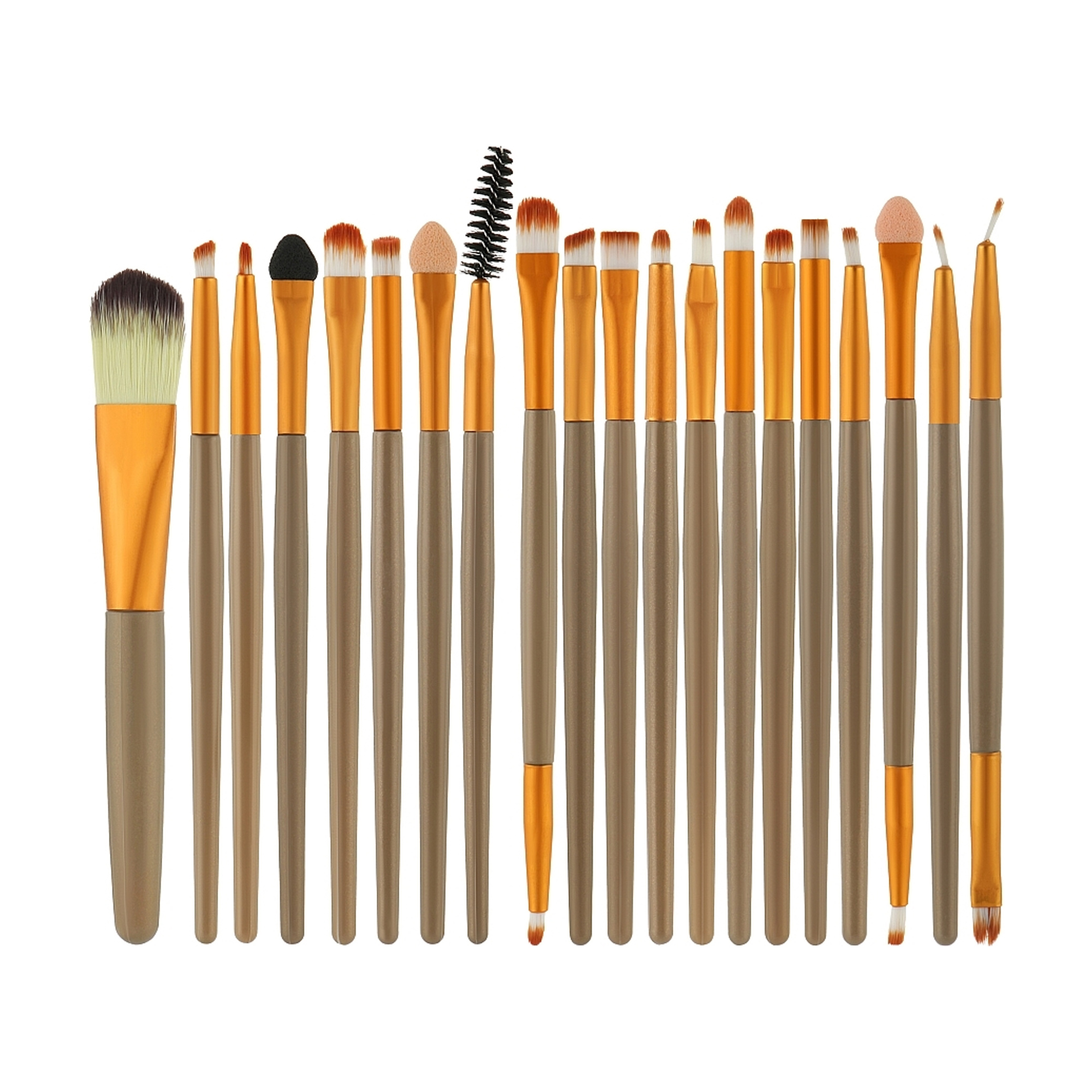 

Набір пензликів для макіяжу Cosmo Shop ручка коричнева з золотом, 20 шт (CS-210)