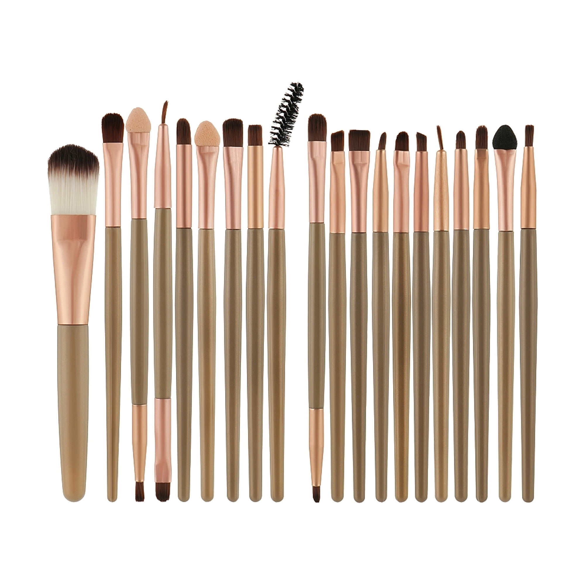 

Набір пензликів для макіяжу Cosmo Shop ручка коричнева з бронзою, 20 шт (CS-211)