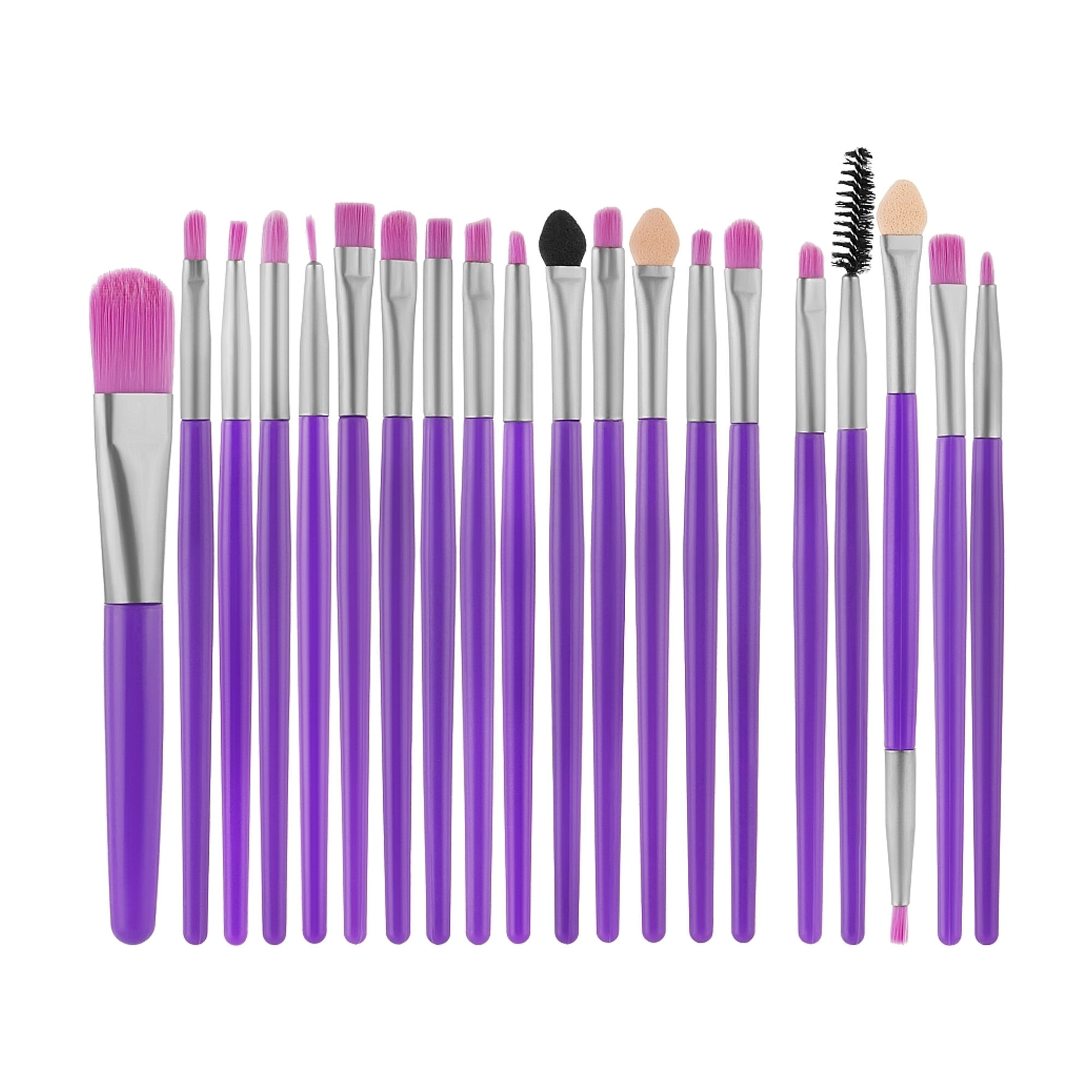 

Набір пензликів для макіяжу Cosmo Shop ручка фіалкова з бронзою, 20 шт (CS-212)