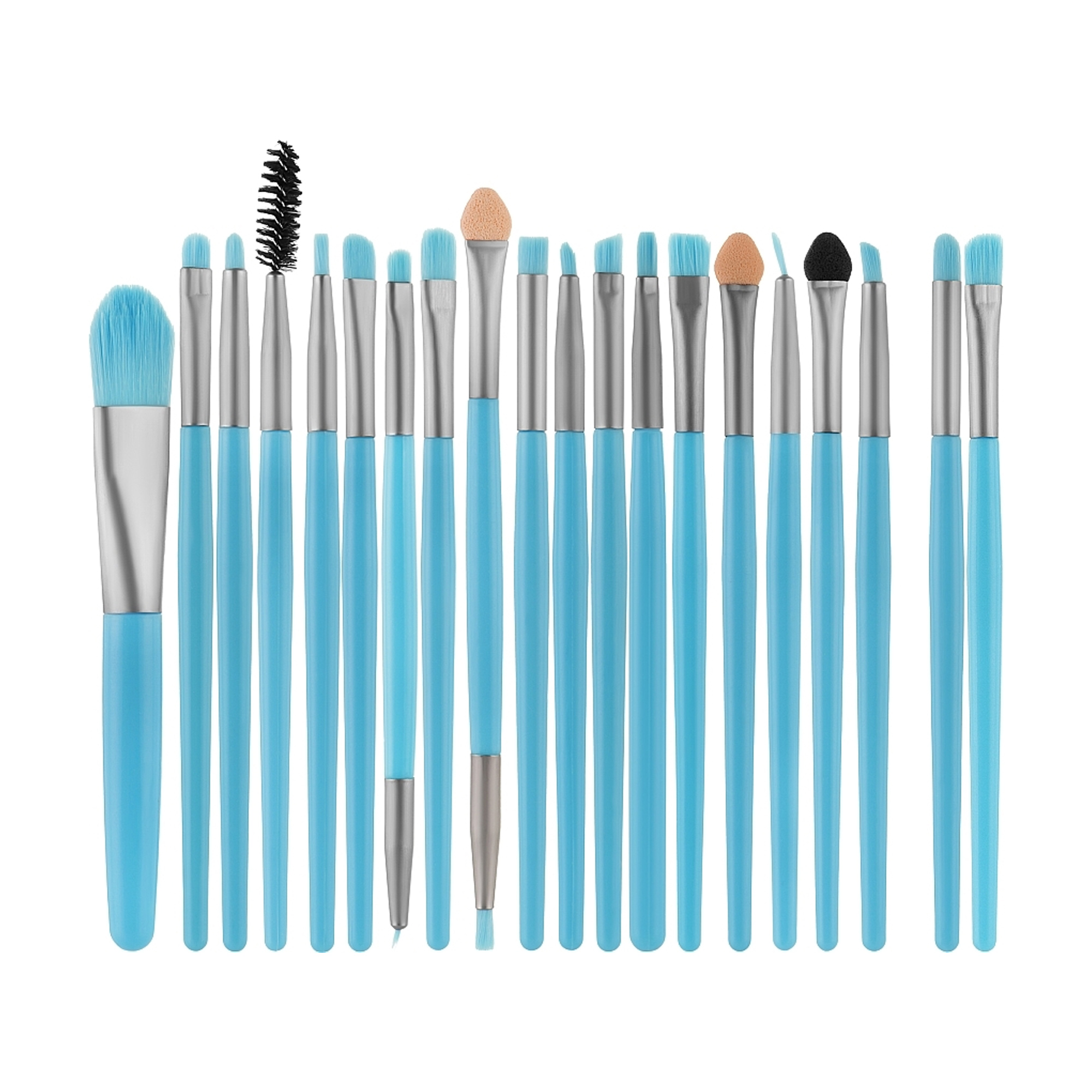 

Набір пензликів для макіяжу Cosmo Shop ручка блакитна з бронзою, 20 шт (CS-213)